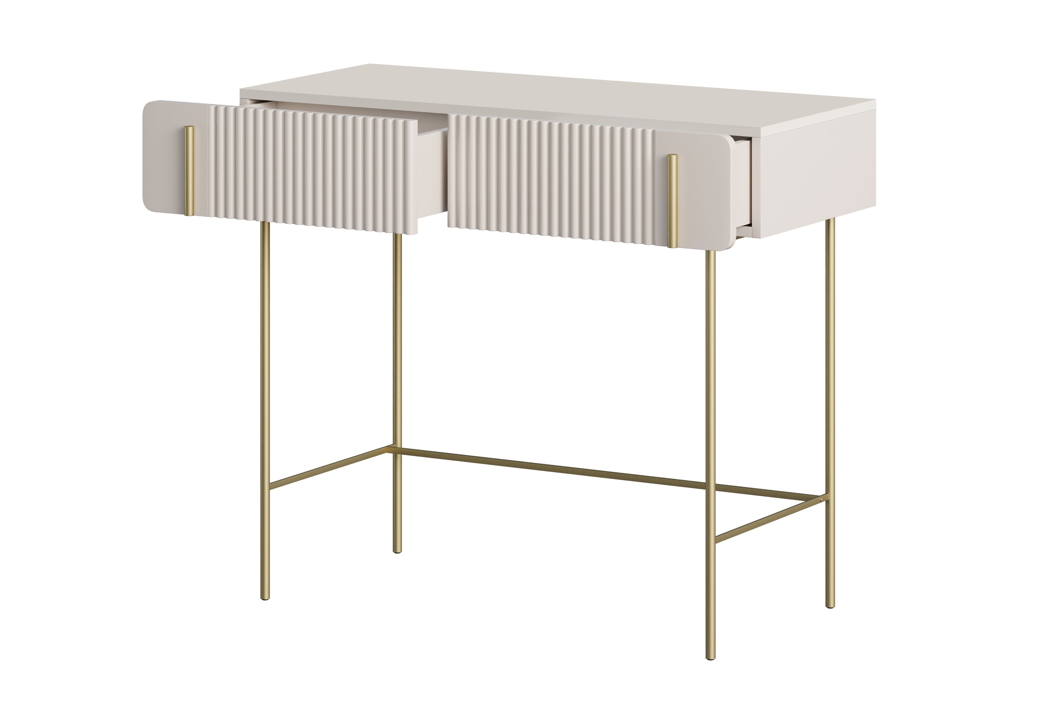 Toaletní stolek Malmi 100 cm se zásuvkami - kašmírová / zlaté nožky Toaletní stolek Malmi 100 cm se zásuvkami - kašmír / zlote nozki