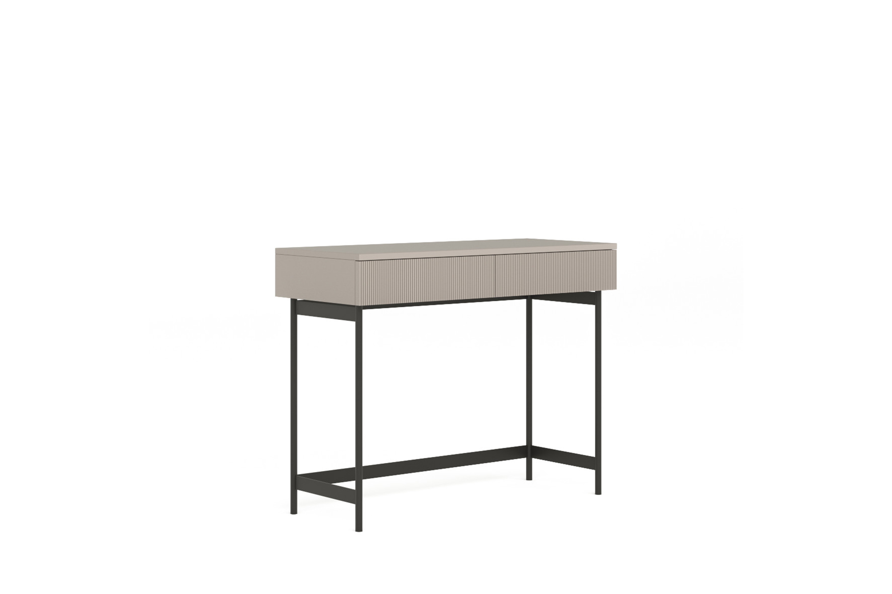 Toaletný stolík Nubo 97 cm s ryhovaným čelom - kašmír / čierne nožičky Toaletný stolík Nubo 97 cm ryflowana - kašmír / Čierny