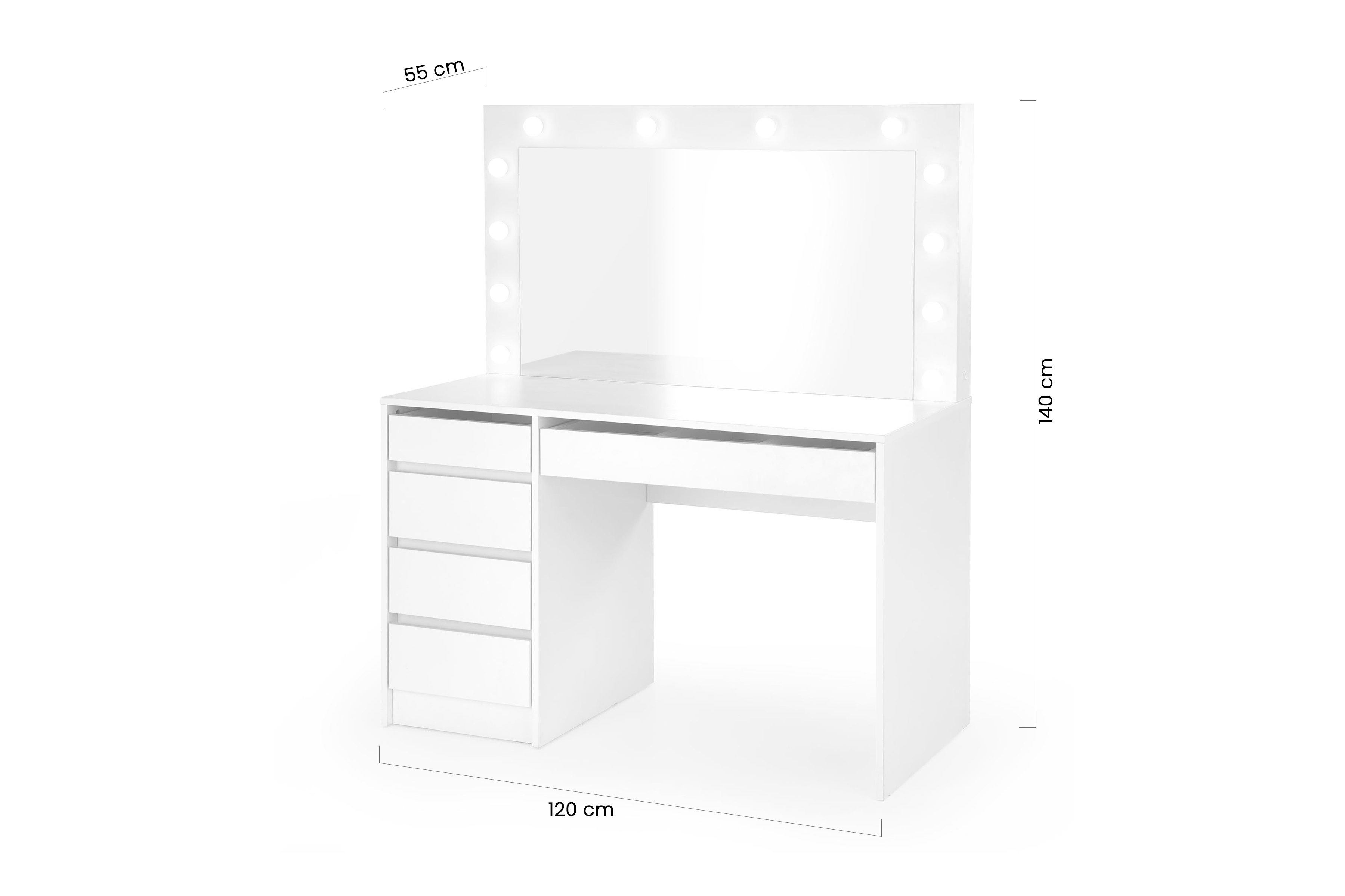 Toaletný stolík Velinio XL 120 cm - biela Toaletný stolík Velinio XL 120 cm - Biely