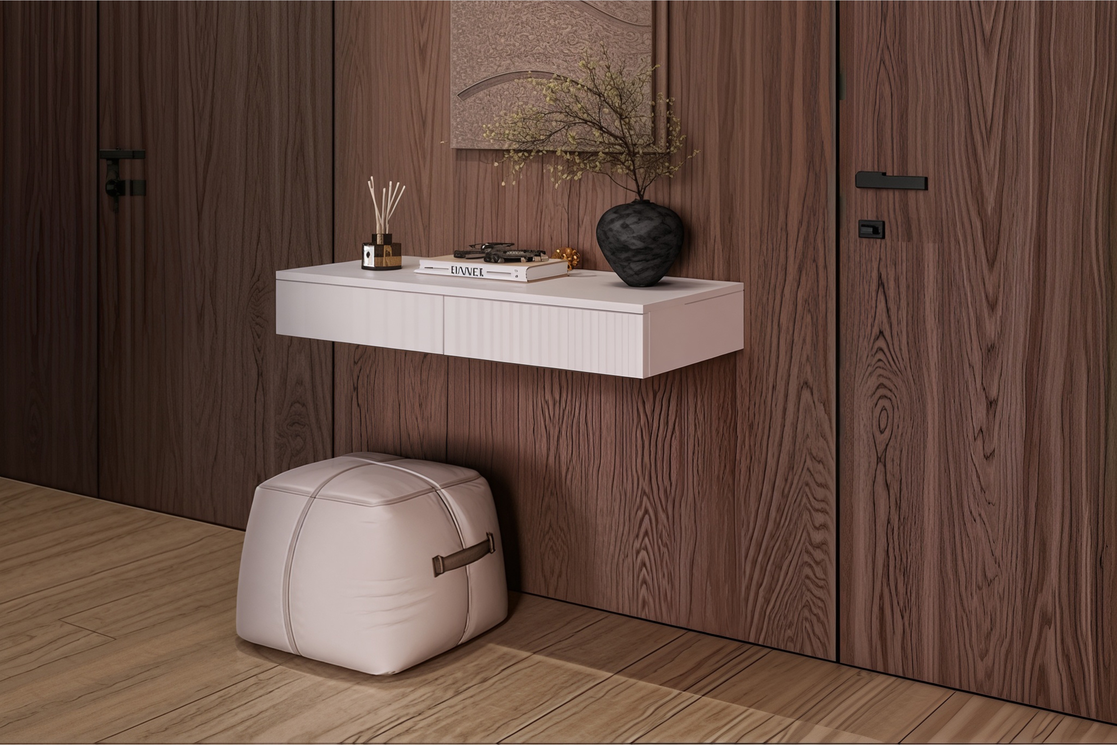 Závesný toaletný stolík Nubo 97 cm - kašmír Toaletný stolík závesná Nubo 97 cm - kašmír 