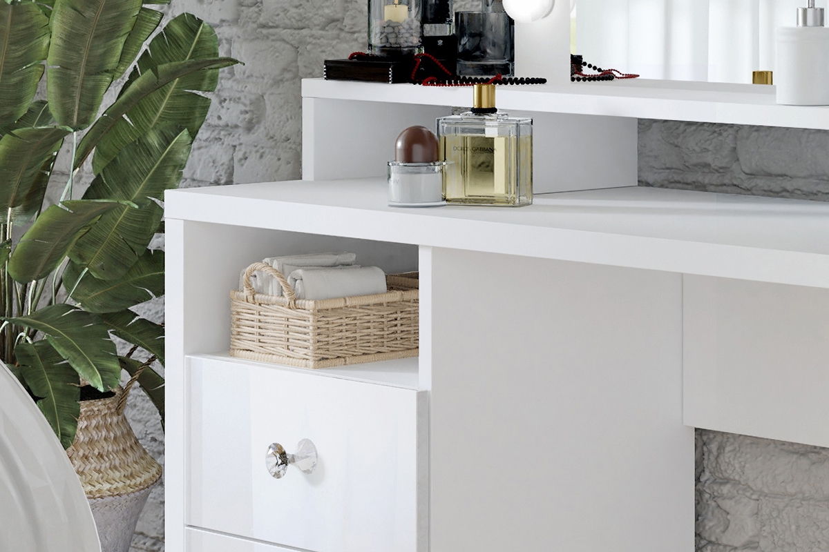 Toaletný stolík Diva s osvetlením i zásuvkami 120 cm - biely mat Toaletný stolík s osvetlením Diva - biely mat - detail 4