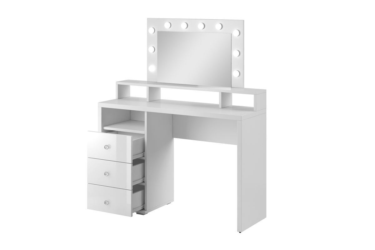 Toaletný stolík Diva s osvetlením i zásuvkami 120 cm - biely mat Toaletný Stolík s osvetlením Diva 