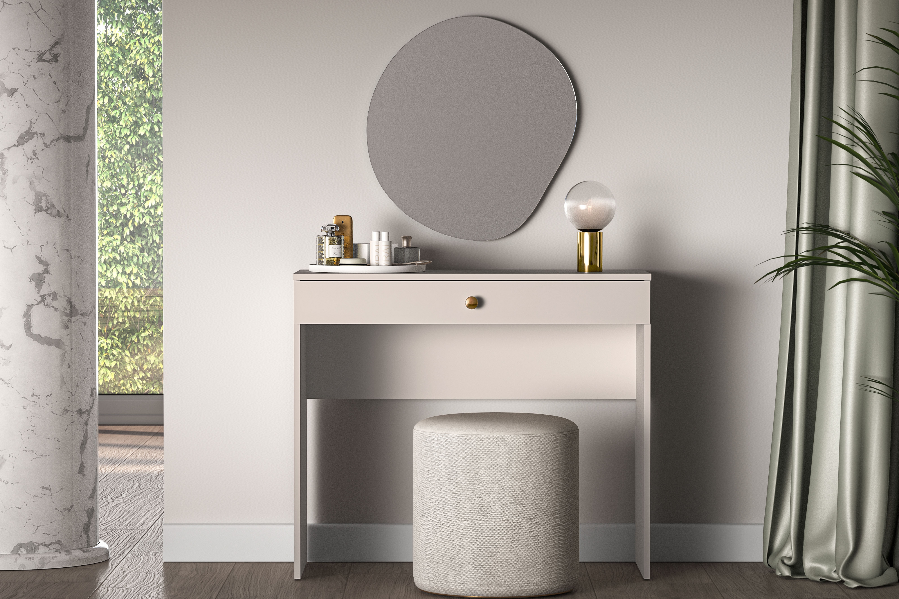 Toaletní stolek Narelli 92 cm se zásuvkou - kašmírová Toaletní stolek z szuflada Narelli 09 - 92 cm - kašmír