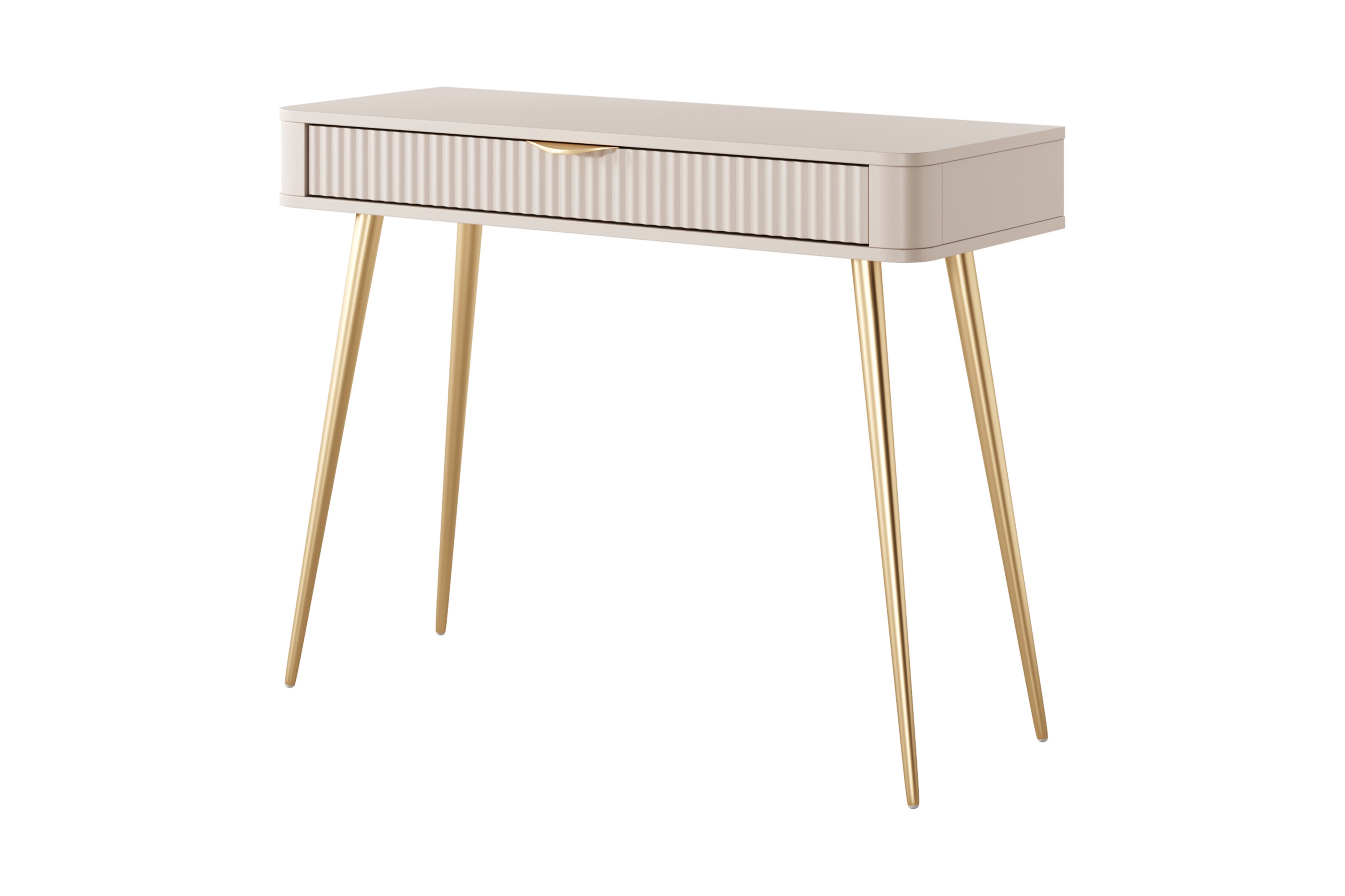 Toaletný stolík Zeliano so zásuvkou 100 cm - béžový / zlaté nožičky Toaletný Stolík Zeliano z szuflada 100 cm - béžový