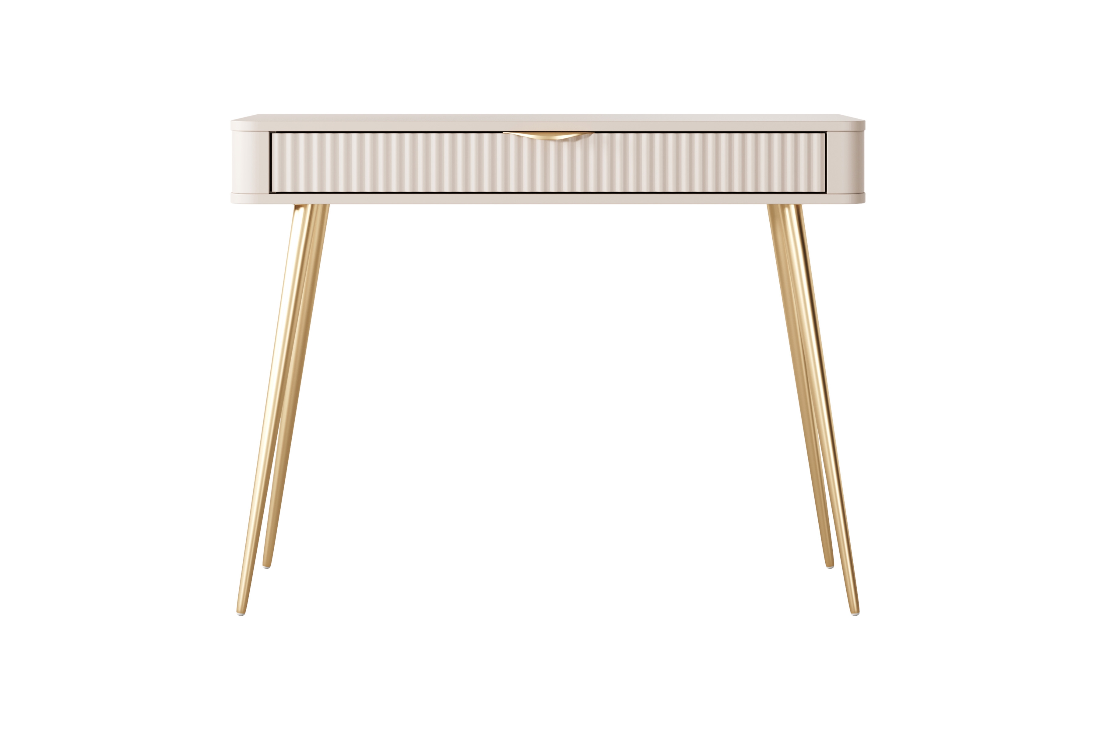 Toaletný stolík Zeliano so zásuvkou 100 cm - béžový / zlaté nožičky Toaletný Stolík Zeliano z szuflada 100 cm - béžový