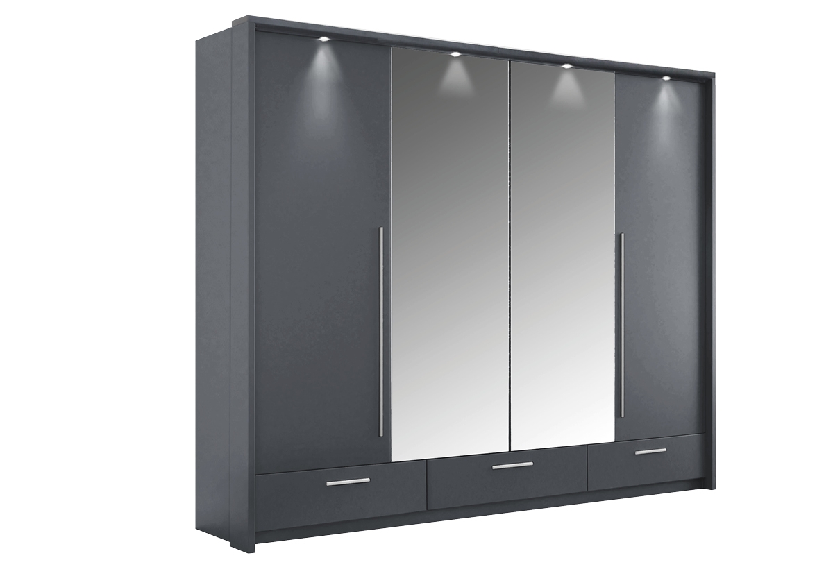 Skriňa do spálne Toledo 255 Grafit/Zrkadlo Skriňa Toledo 255