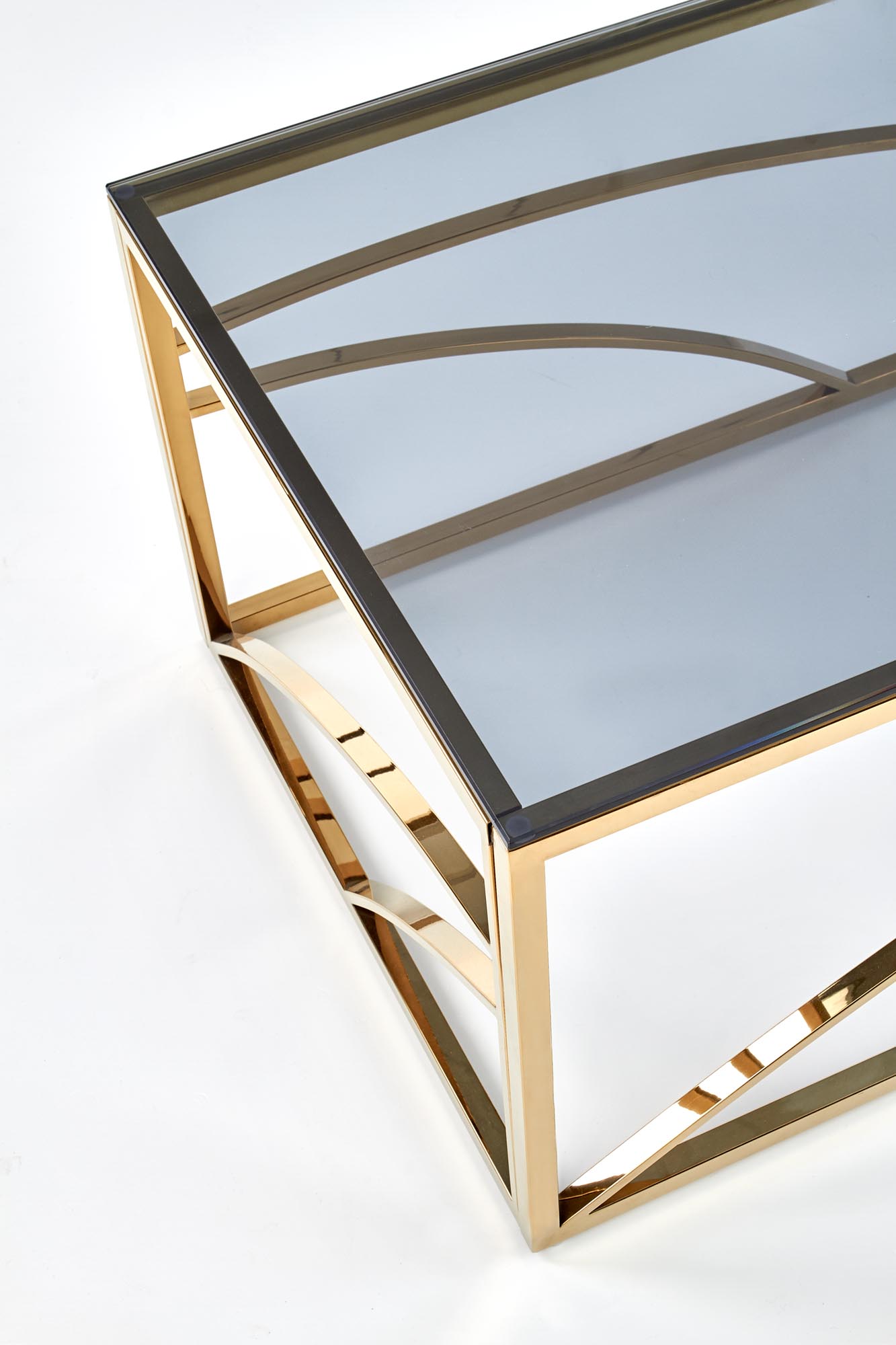 Konferenční stolek krychle Universe - zlatá / kouřové sklo universe Čtverec Konferenční stolek, Rošt - zlatý, Sklo - kouřový