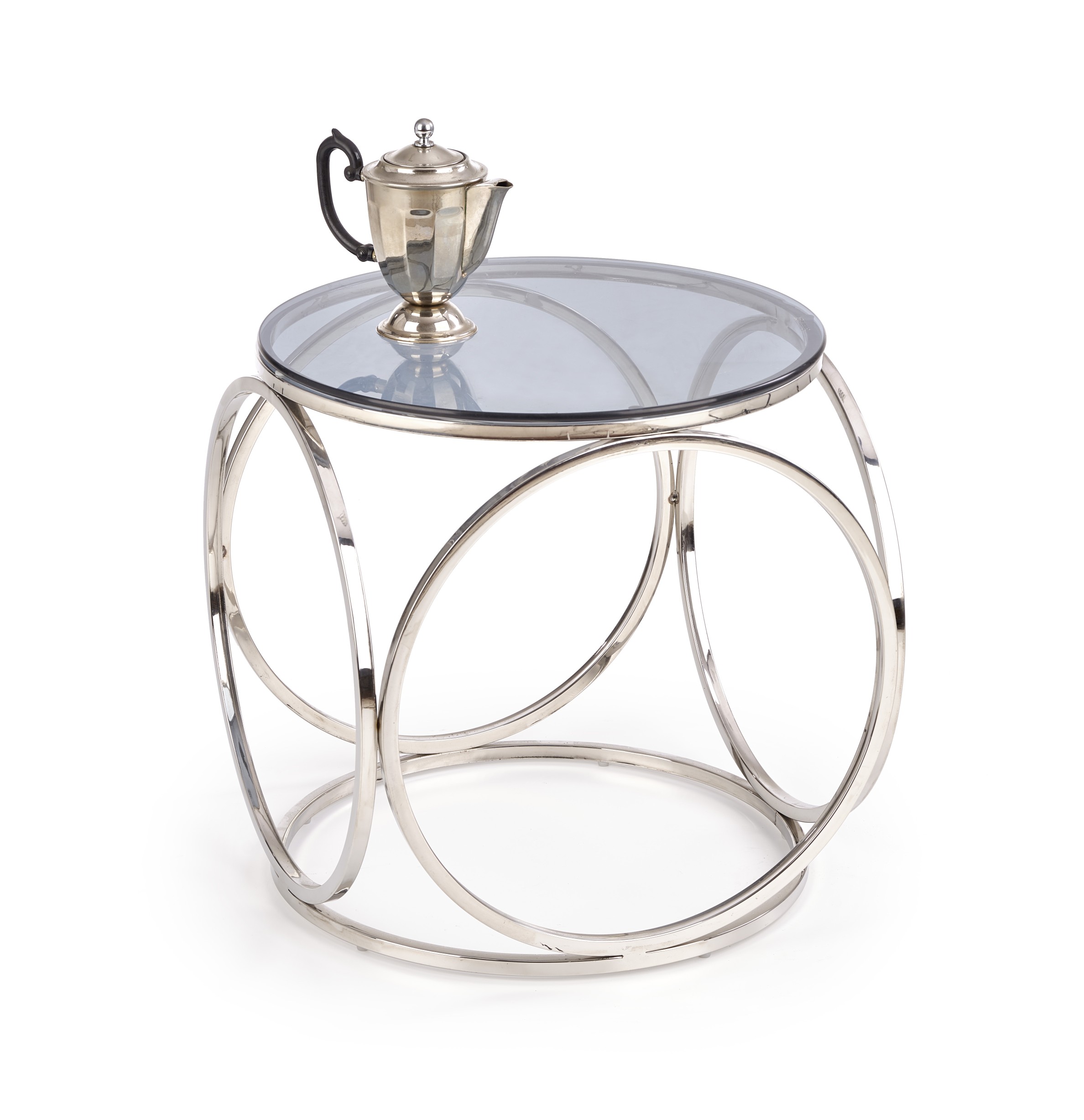 Konferenční stolek Venus S - stříbrná / kouřové sklo venus s Konferenční stolek, Rošt - Stříbrný, Sklo - kouřový