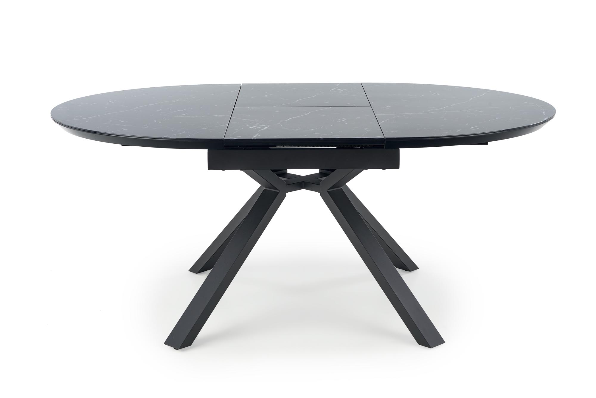 Rozkladací jedálenský stôl VERTIGO 130-180x130 cm - čierny mramor / čierna vertigo Stôl rozkladany, Pracovná doska - Čierny mramor, Nohy - Čierny