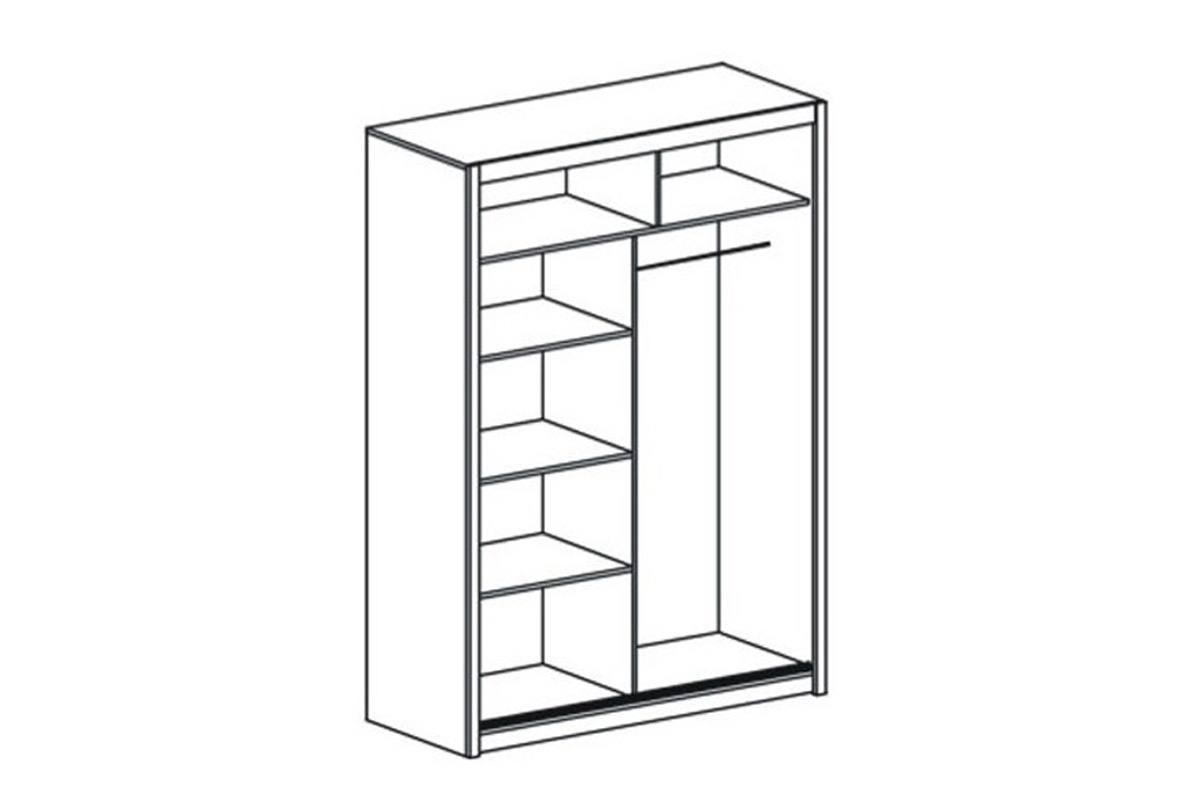 Skriňa s posuvnými dverami so zrkadlom Vista 150 cm - dub sonoma Skriňa vista vnútro