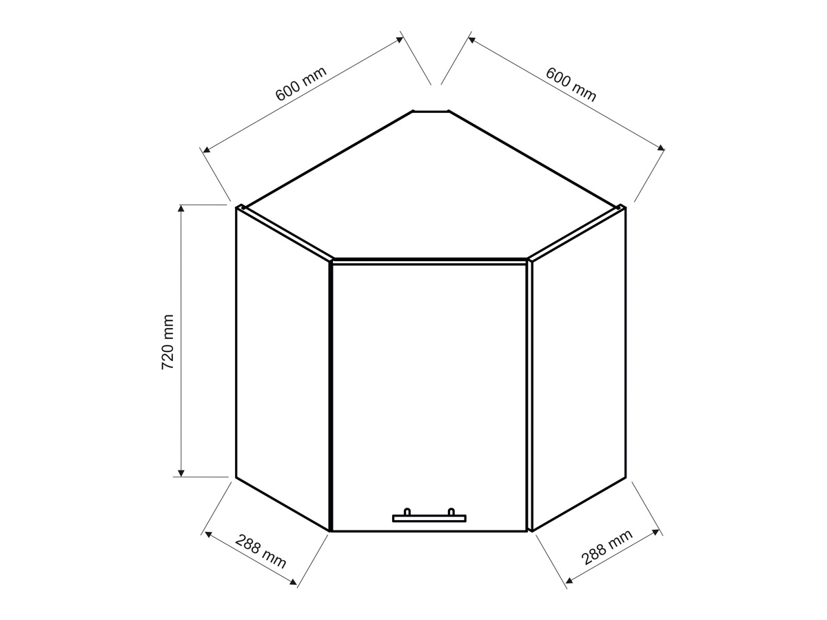 Vita WR P/L - závesná rohová skrinka Rozmery nábytku
