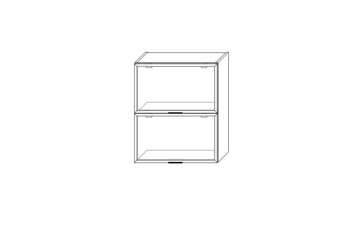 Závěsná prosklená skříňka Italia WOW 6/72 BLUM HK-XS - zlatý rám Italia WOW 6/72 BLUM HK-XS - Skříňka závěsná prosklená z ramka zlota