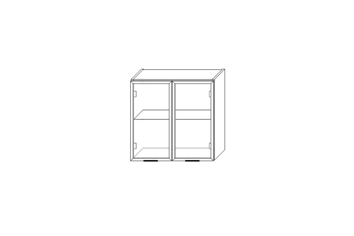 Závěsná prosklená dvoudveřová skříňka Italia WW 6/58 - zlatý rám Italia WW 6/58 - Skříňka závěsná dvoudveřová prosklená z ramka zlota