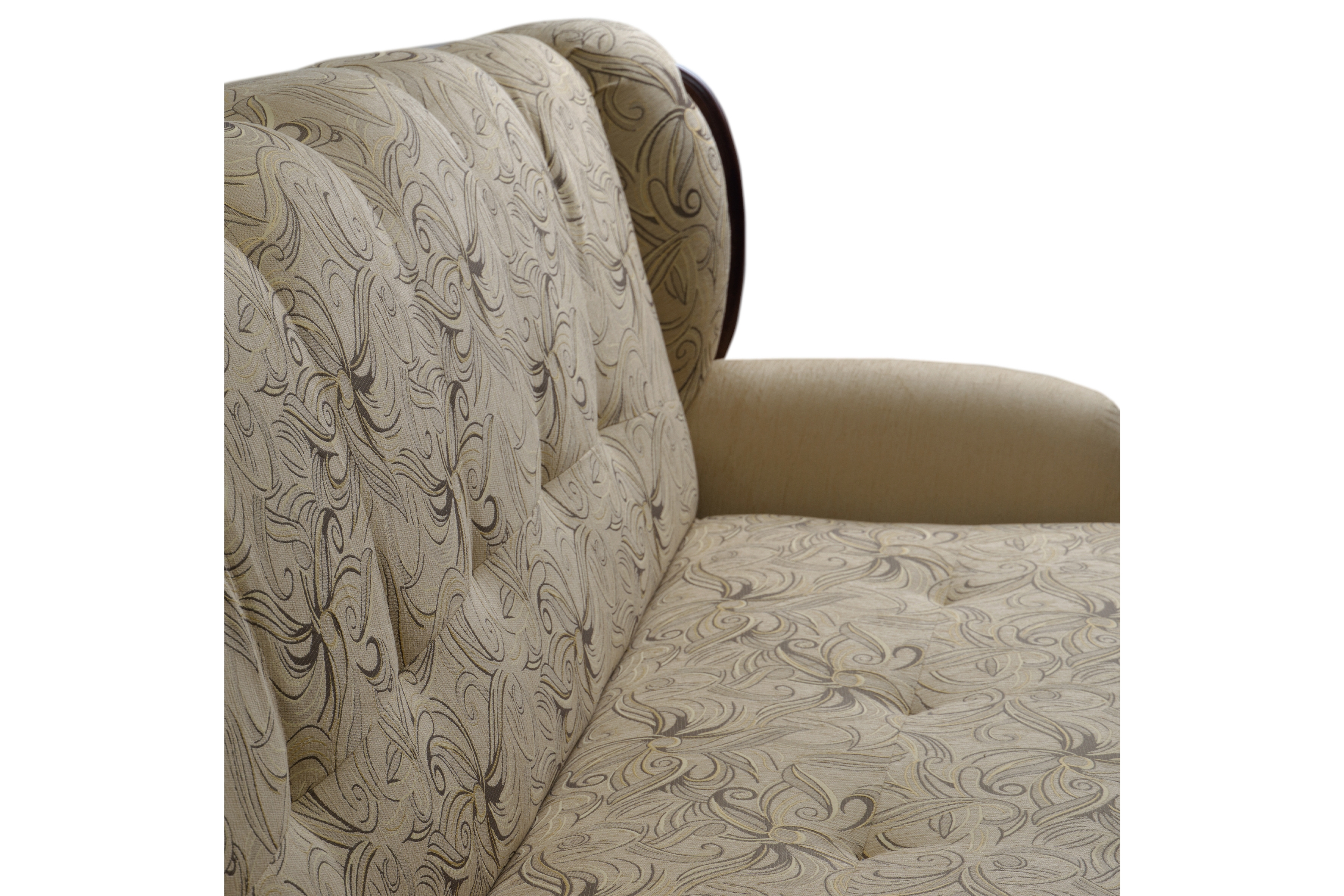 Rozkladacia trojpohovka Fryderyk - béžová vzorovaná látka Luna / orech Pohovka rozkladana Fryderyk - Béžová látka wzor Luna / sredni Orech