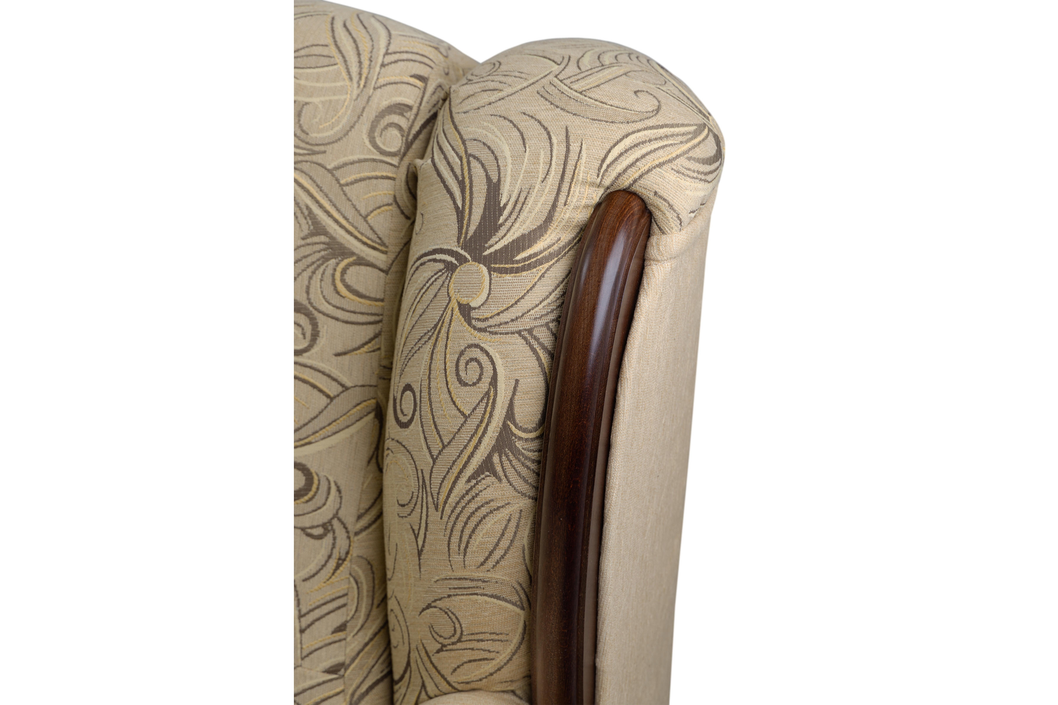 Rozkladacia trojpohovka Fryderyk - béžová vzorovaná látka Luna / orech Pohovka rozkladana Fryderyk - Béžová látka wzor Luna / sredni Orech