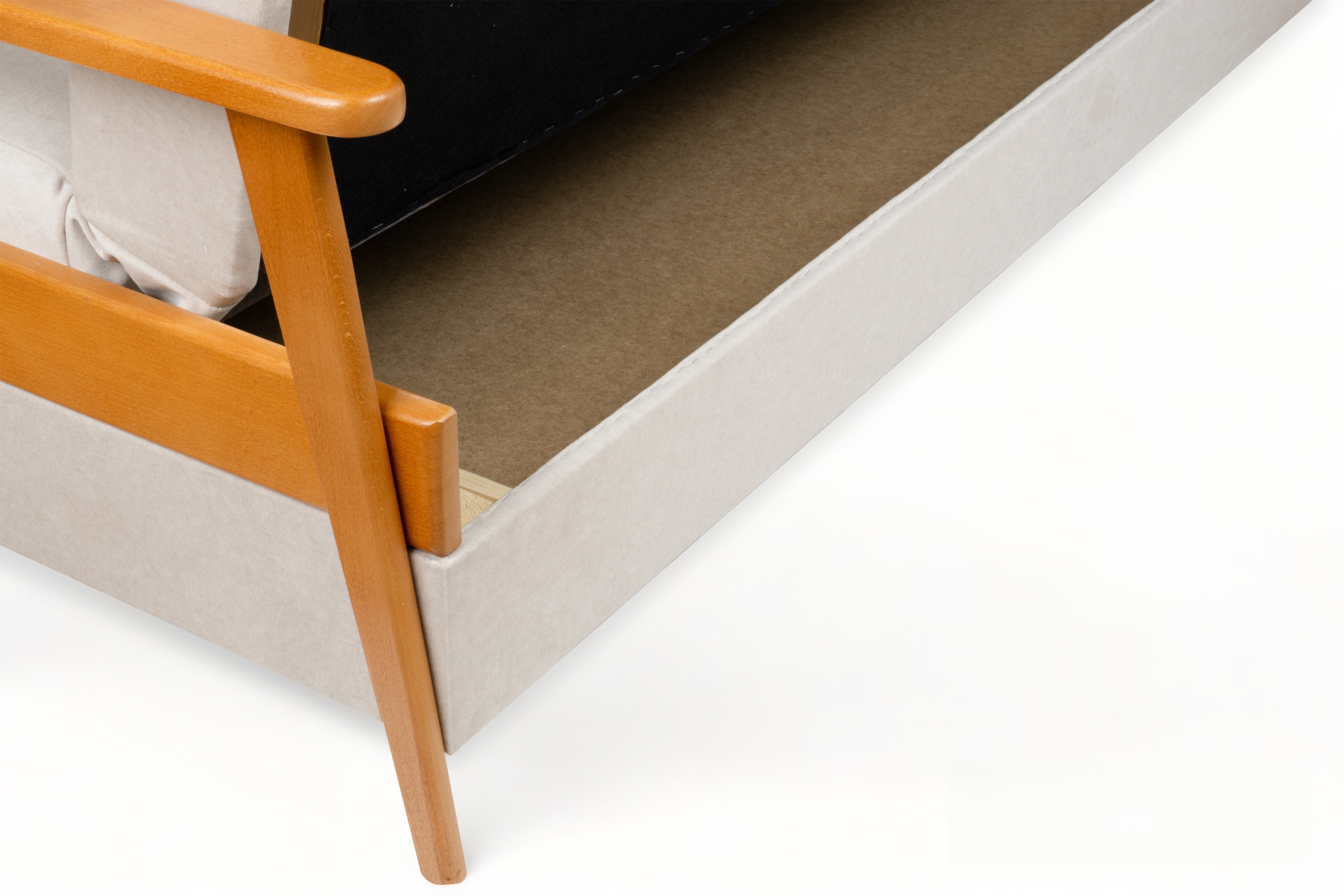 Rozkladacia trojpohovka PRL - béžový zamat Cloud 03 / jelša Pohovka rozkladana Klubowa PRL - béžový welwet ľahkočistiaci Cloud 03 / Boky Jelša