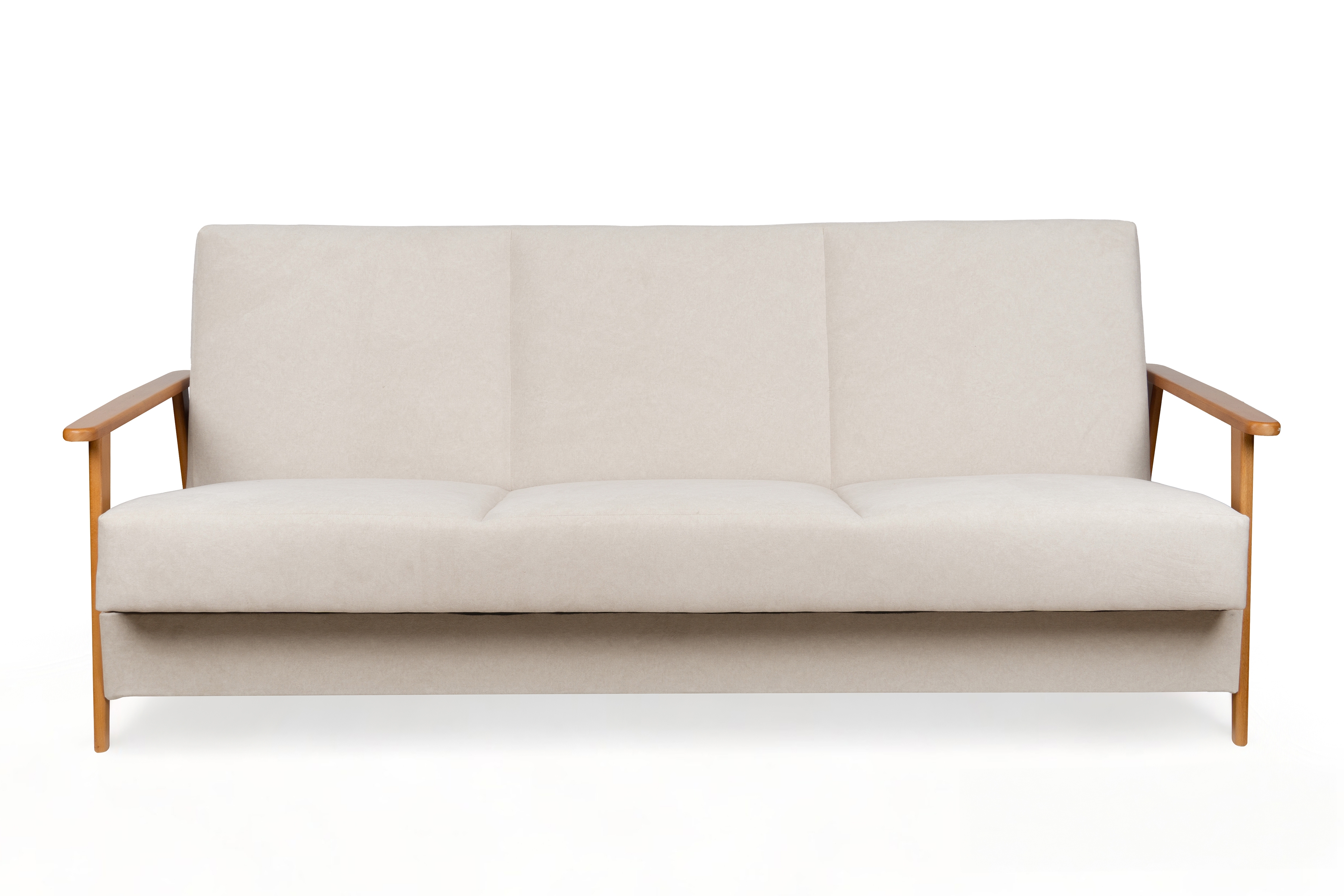 Rozkladacia trojpohovka PRL - béžový zamat Cloud 03 / jelša Pohovka rozkladana Klubowa PRL - béžový welwet ľahkočistiaci Cloud 03 / Boky Jelša