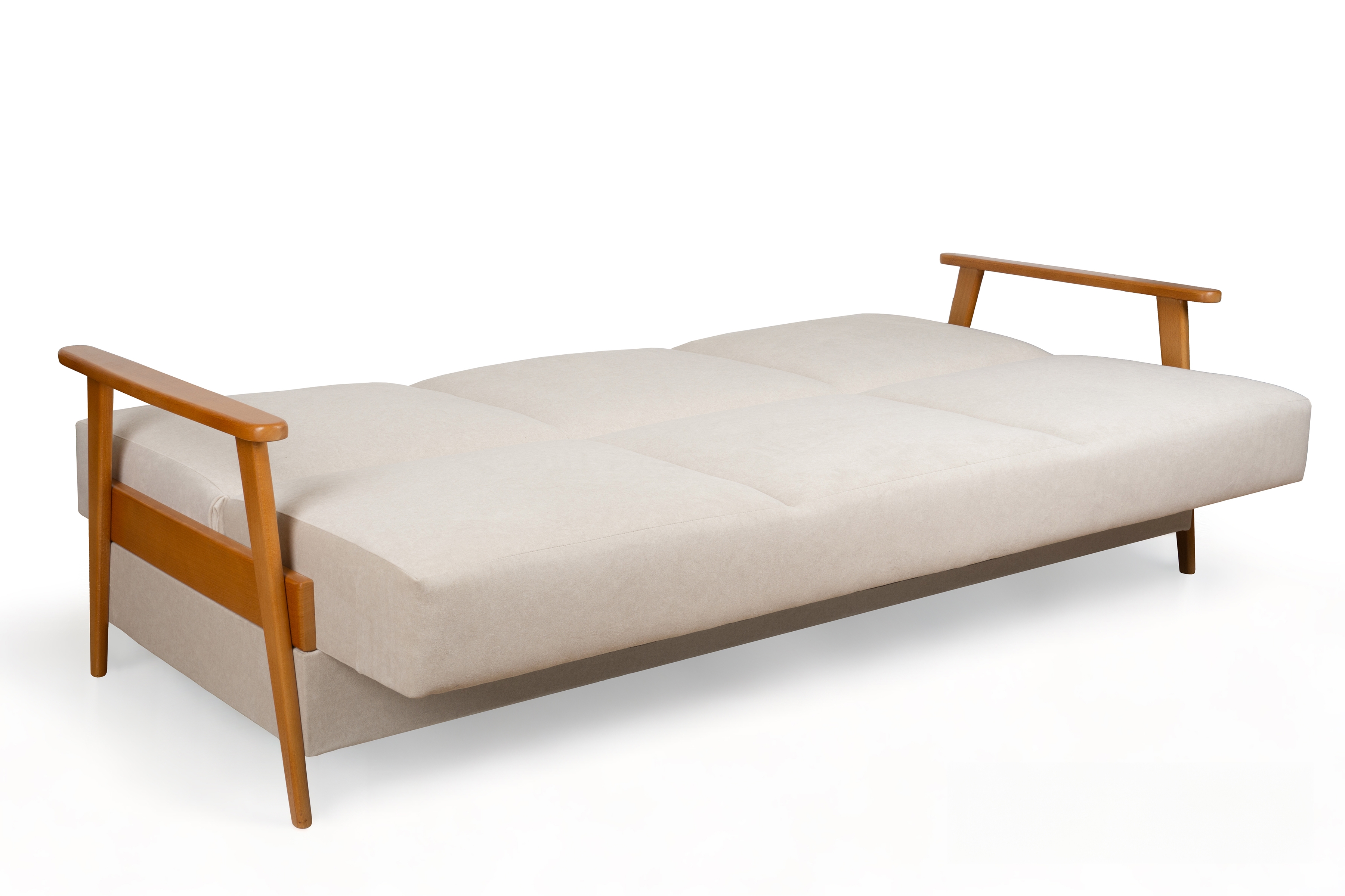 Rozkladacia trojpohovka PRL - béžový zamat Cloud 03 / jelša Pohovka rozkladana Klubowa PRL - béžový welwet ľahkočistiaci Cloud 03 / Boky Jelša