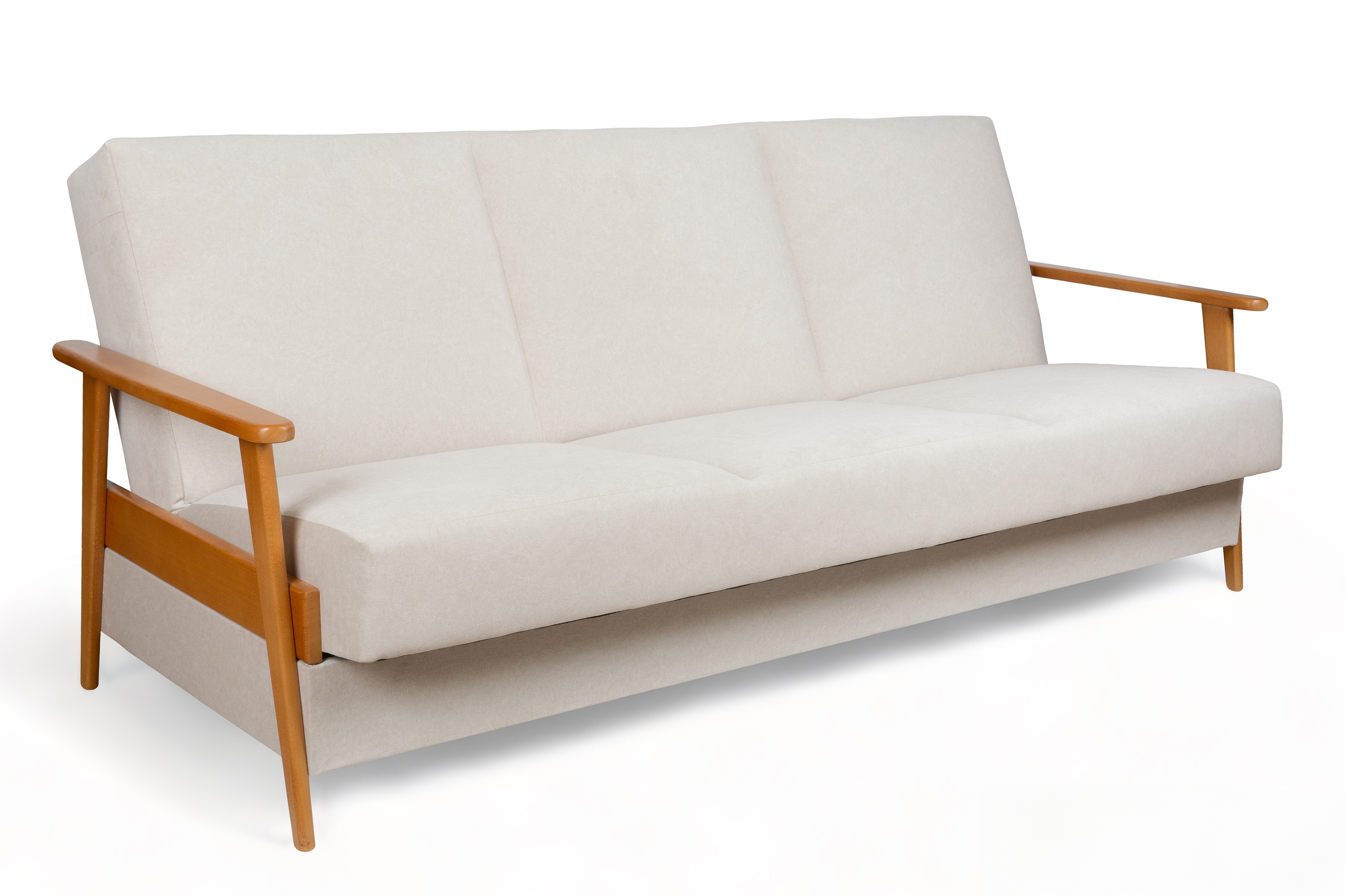 Rozkladacia trojpohovka PRL - béžový zamat Cloud 03 / jelša Pohovka rozkladana Klubowa PRL - béžový welwet ľahkočistiaci Cloud 03 / Boky Jelša