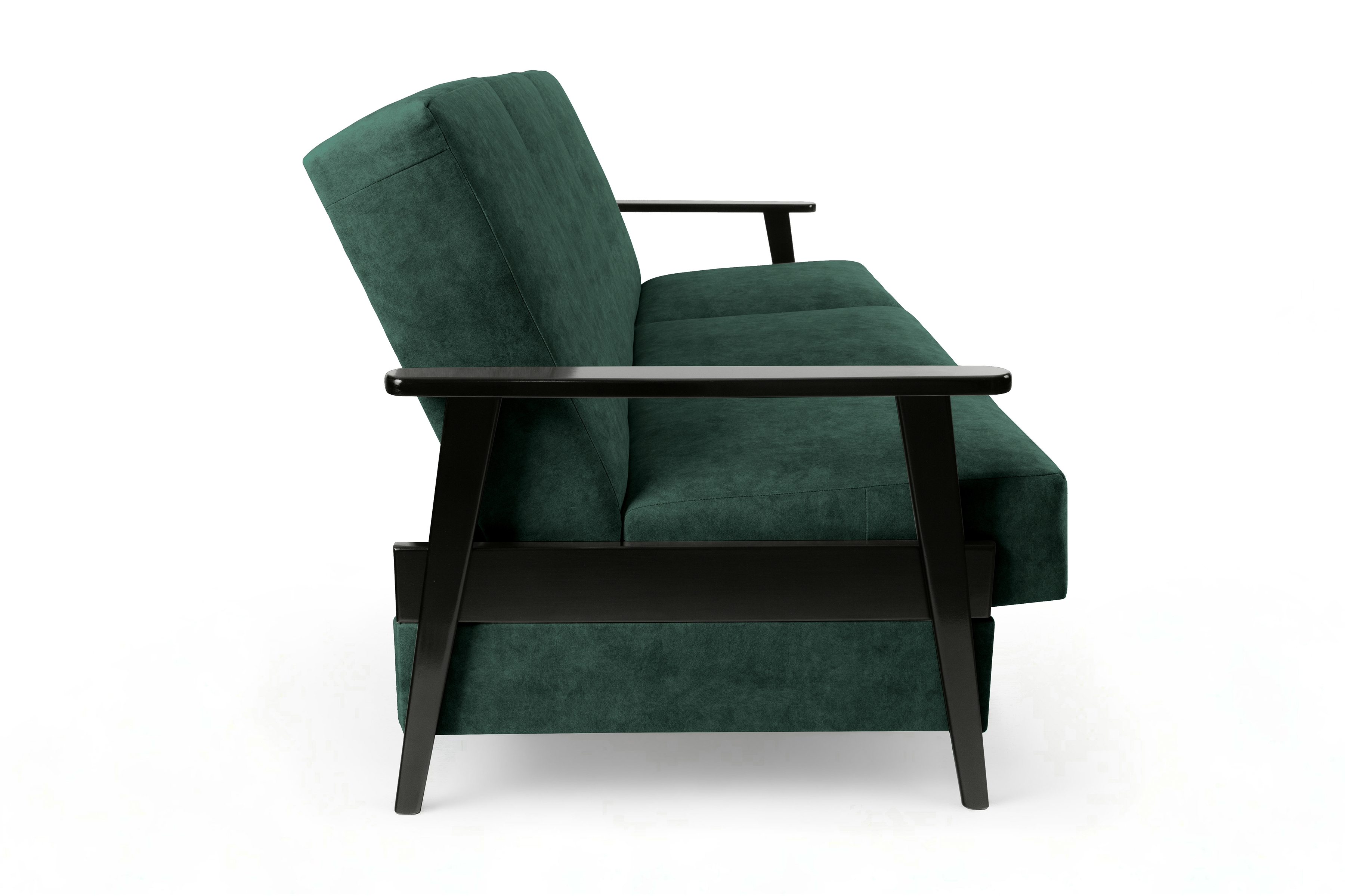 Rozkladacia trojpohovka PRL - zelený zamat Zetta 298 / čierna Pohovka rozkladana Klubowa PRL - šedý welwet ľahkočistiaci Zetta 303 / Boky čierny 