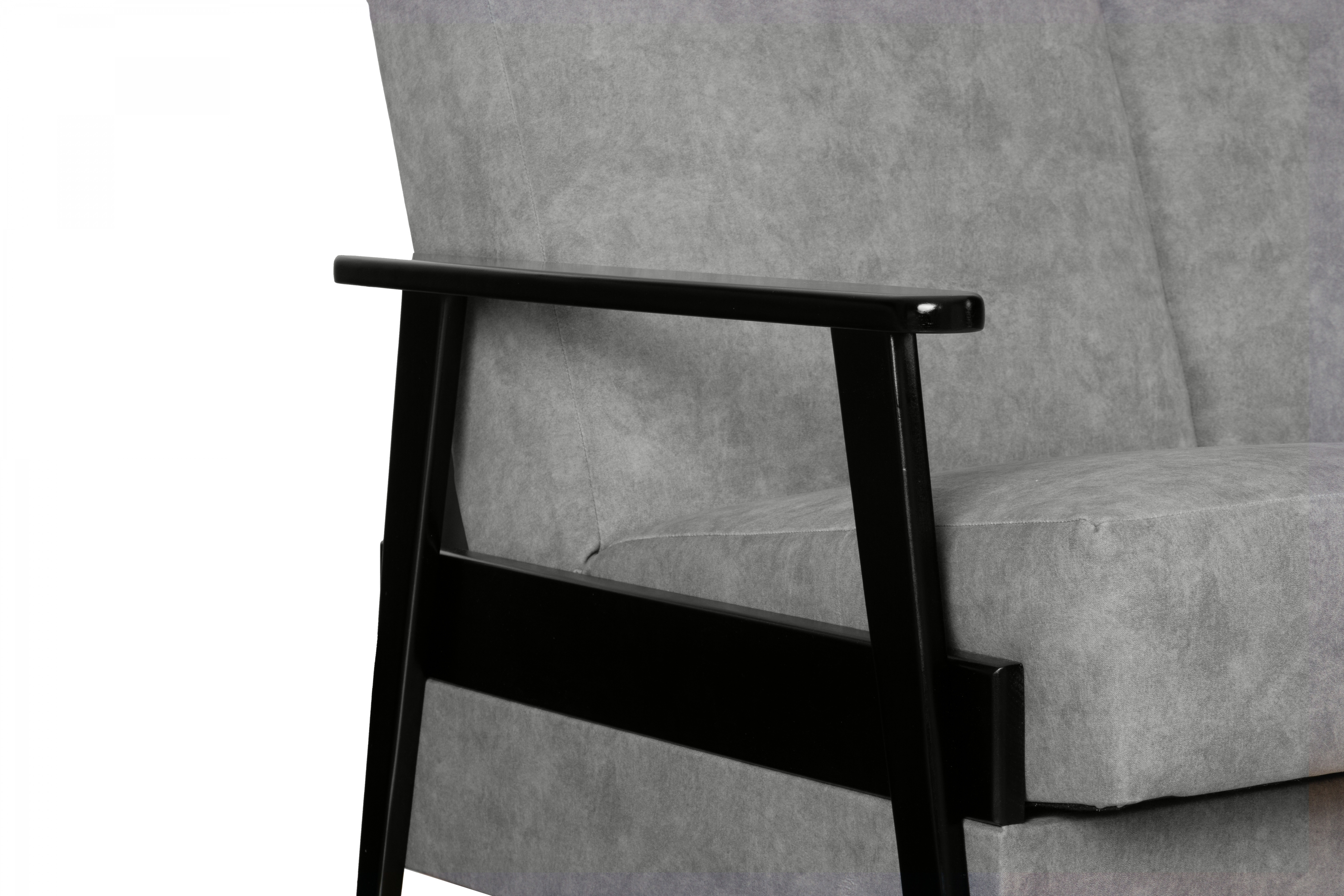 Rozkladacia trojpohovka PRL - sivý zamat Zetta 303 / čierna Pohovka rozkladana Klubowa PRL - šedý welwet ľahkočistiaci Zetta 303 / Boky čierny 