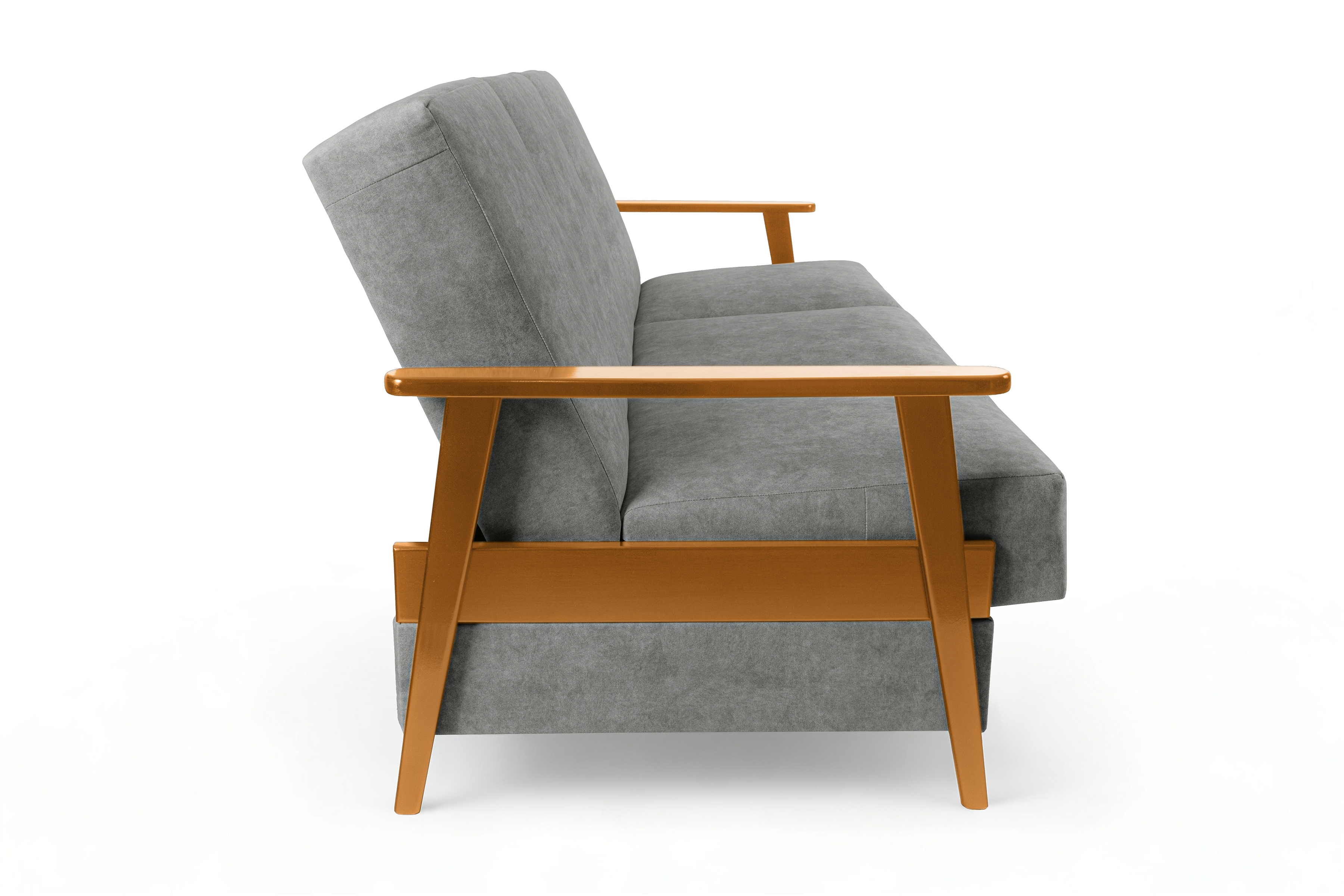 Rozkladacia trojpohovka PRL - sivý zamat Zetta 303 / jelša Pohovka rozkladana Klubowa PRL - šedý welwet ľahkočistiaci Zetta 303 / Boky Jelša