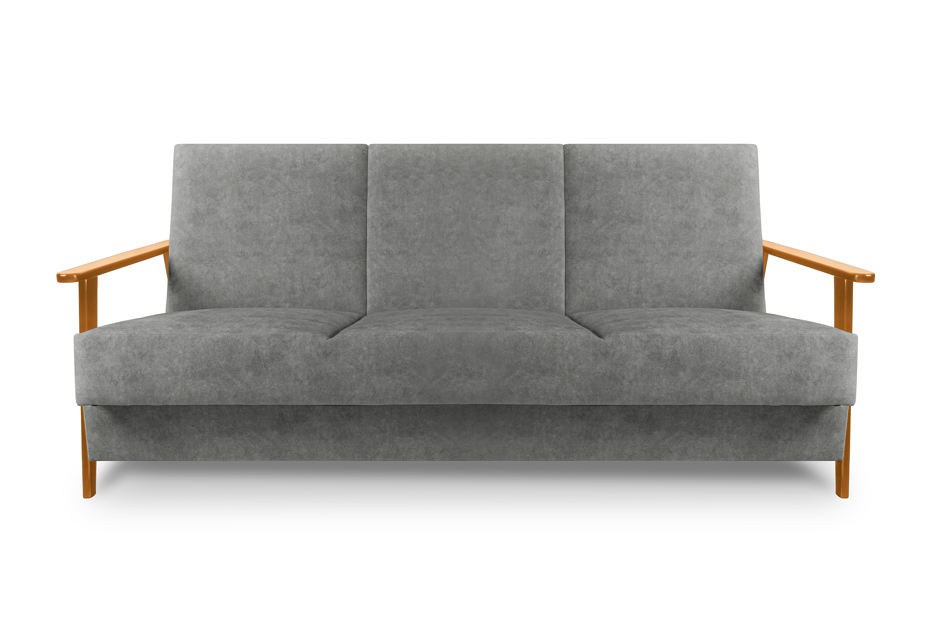 Rozkladacia trojpohovka PRL - sivý zamat Zetta 303 / jelša Pohovka rozkladana Klubowa PRL - šedý welwet ľahkočistiaci Zetta 303 / Boky Jelša