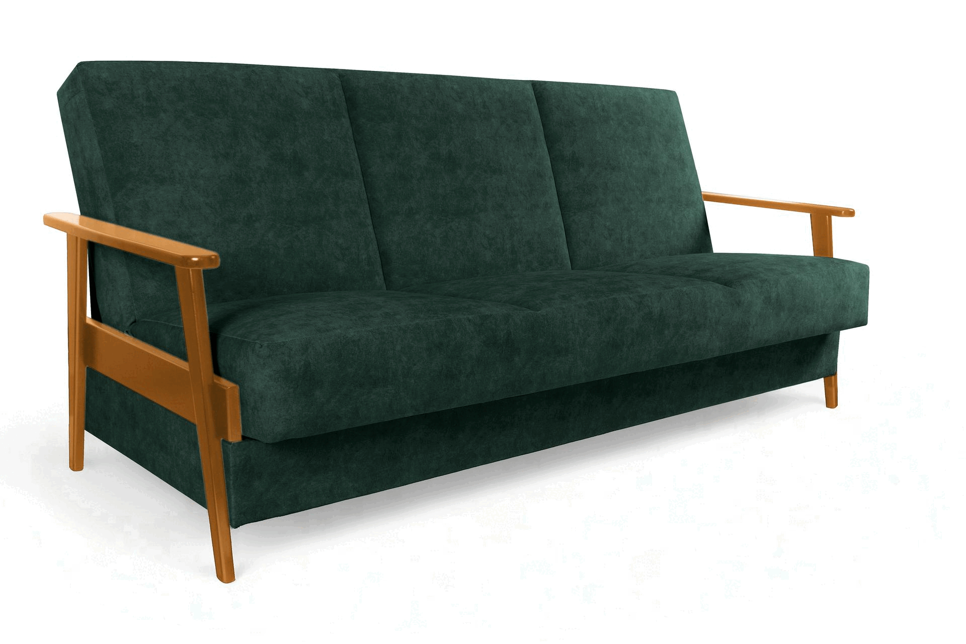 Rozkladacia trojpohovka PRL - zelený zamat Zetta 298 / jelša Pohovka rozkladana Klubowa PRL - Zelený welwet ľahkočistiaci Zetta 298 / Boky Jelša