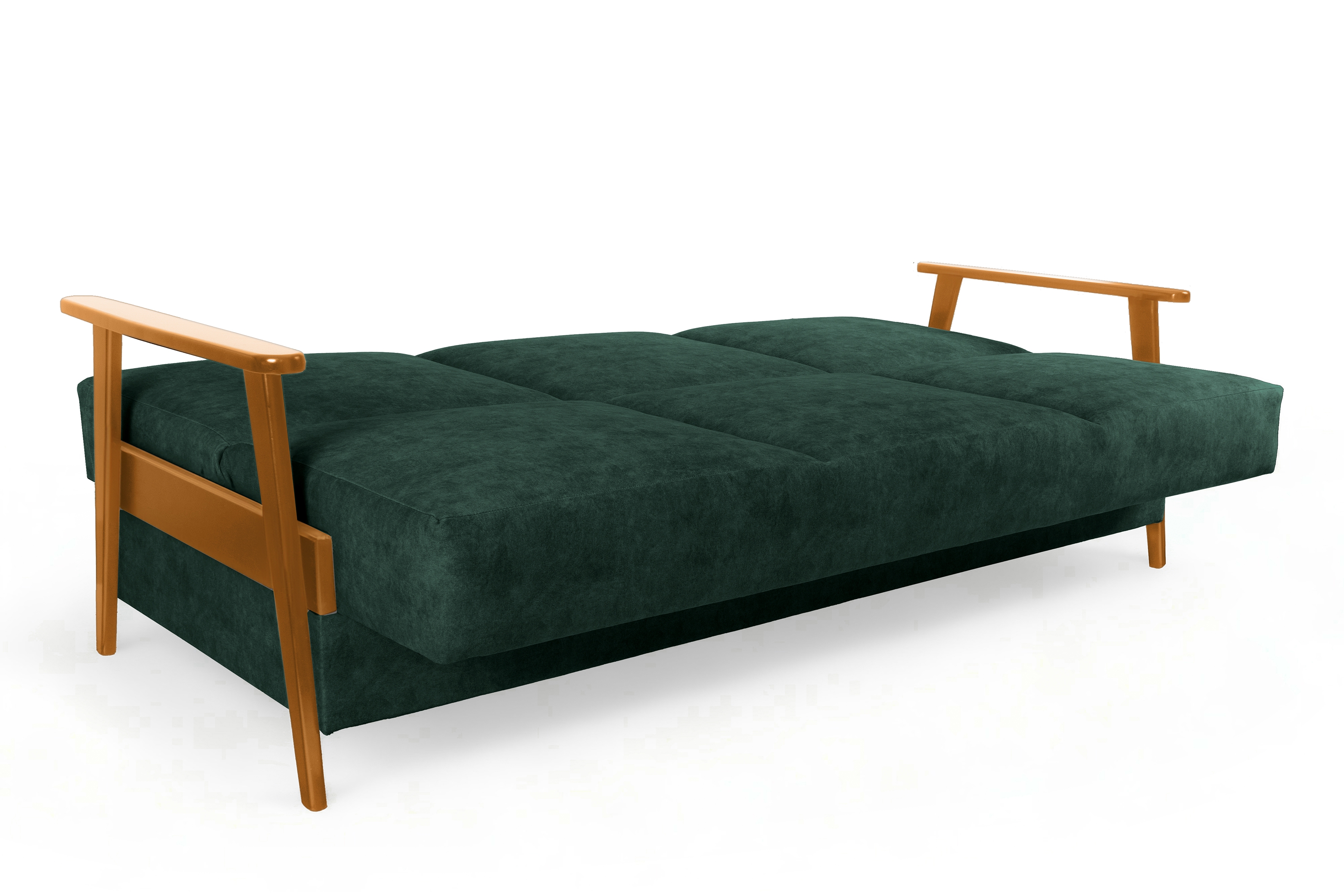 Rozkladacia trojpohovka PRL - zelený zamat Zetta 298 / jelša Pohovka rozkladana Klubowa PRL - Zelený welwet ľahkočistiaci Zetta 298 / Boky Jelša