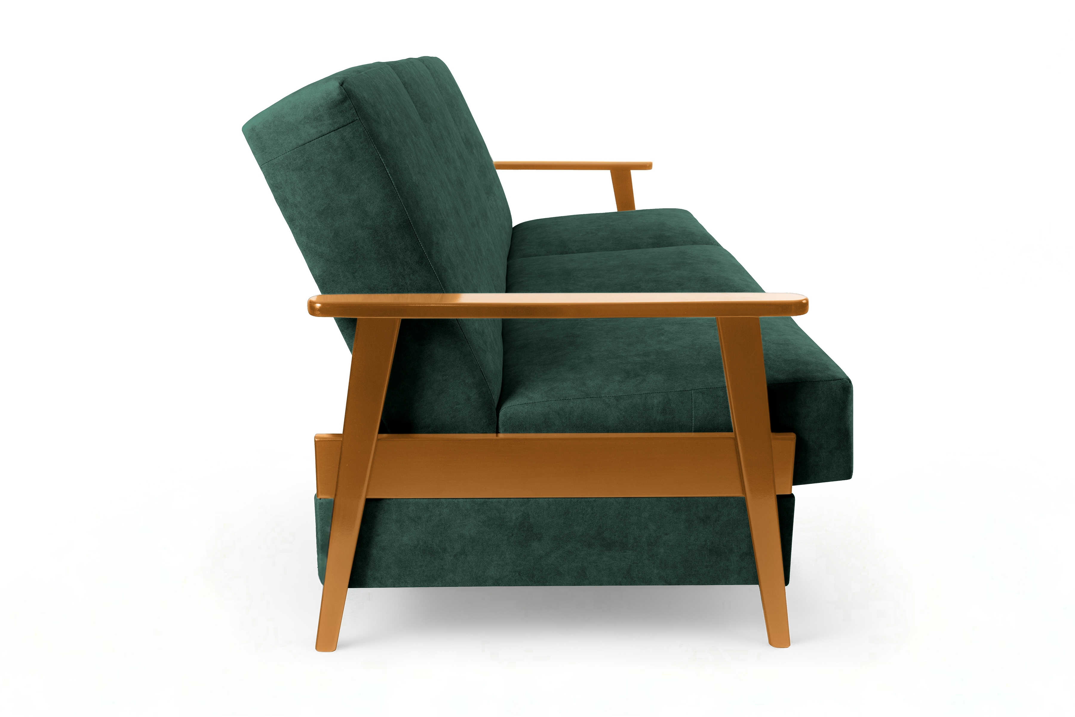 Rozkladacia trojpohovka PRL - zelený zamat Zetta 298 / jelša Pohovka rozkladana Klubowa PRL - Zelený welwet ľahkočistiaci Zetta 298 / Boky Jelša