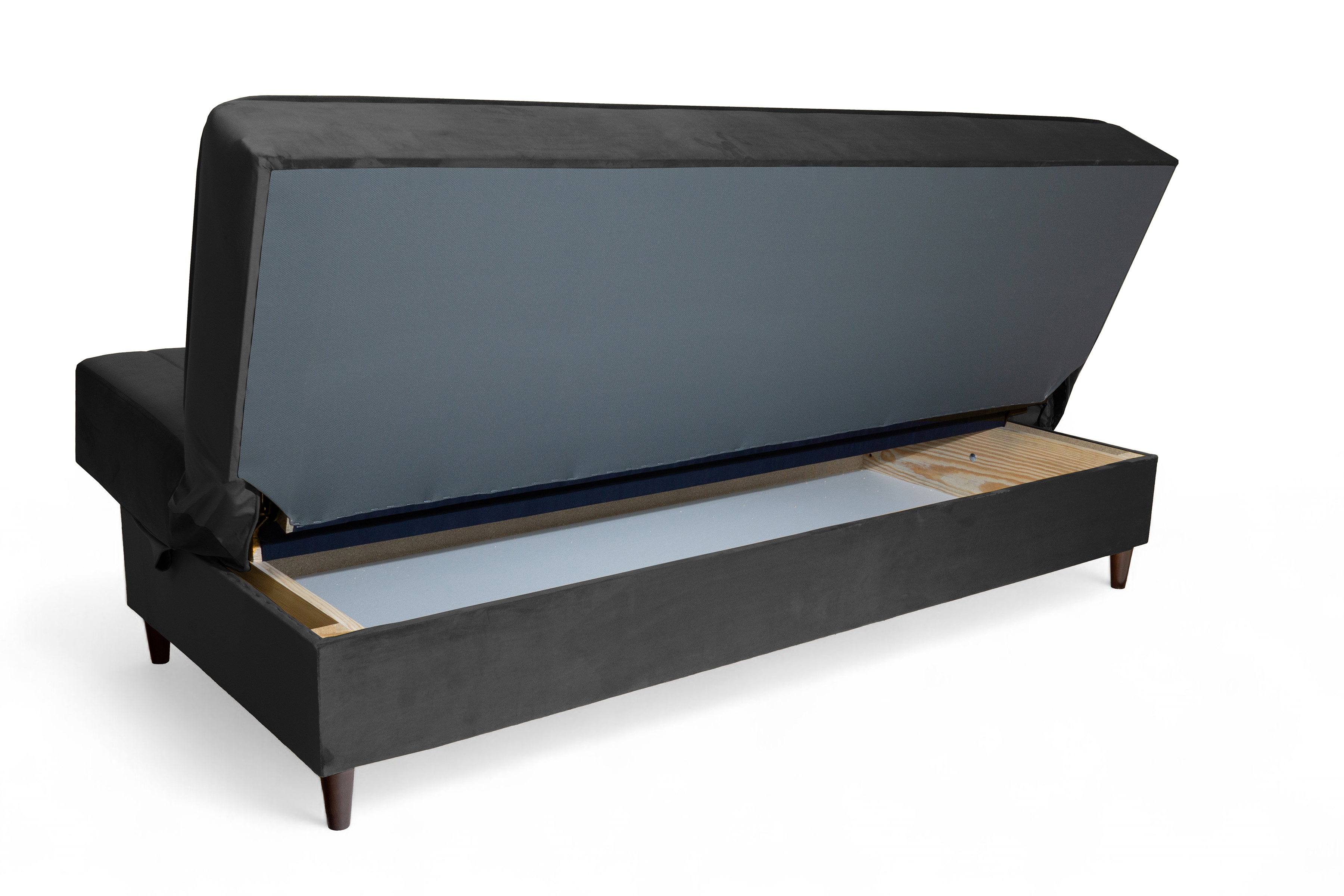 Rozkládací pohovka Vigo s úložným prostorem - tmavě šedý samet Kronos 34 Pohovka Vigo rozkladana s úložným prostorem- tmavě šedá samet Kronos 34