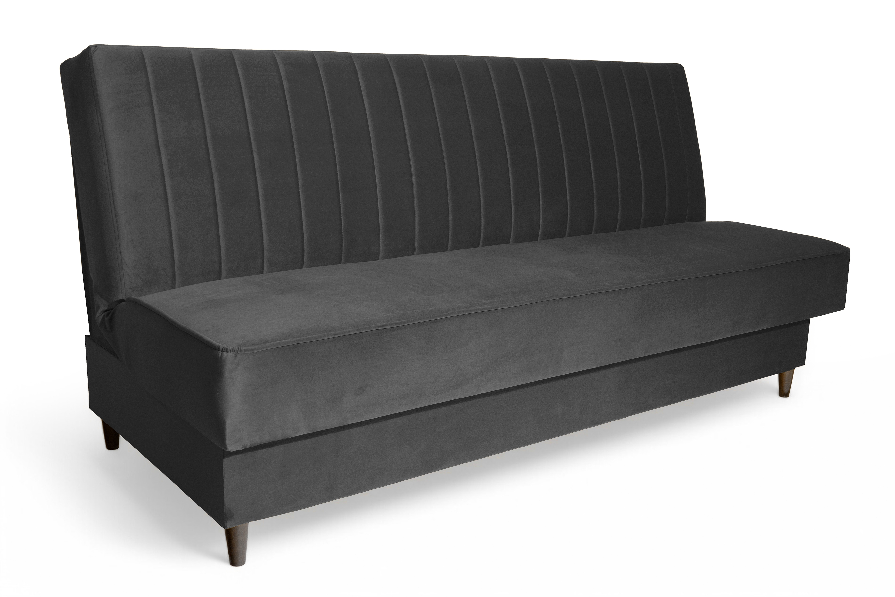 Rozkládací pohovka Vigo s úložným prostorem - tmavě šedý samet Kronos 34 Pohovka Vigo rozkladana s úložným prostorem- tmavě šedá samet Kronos 34