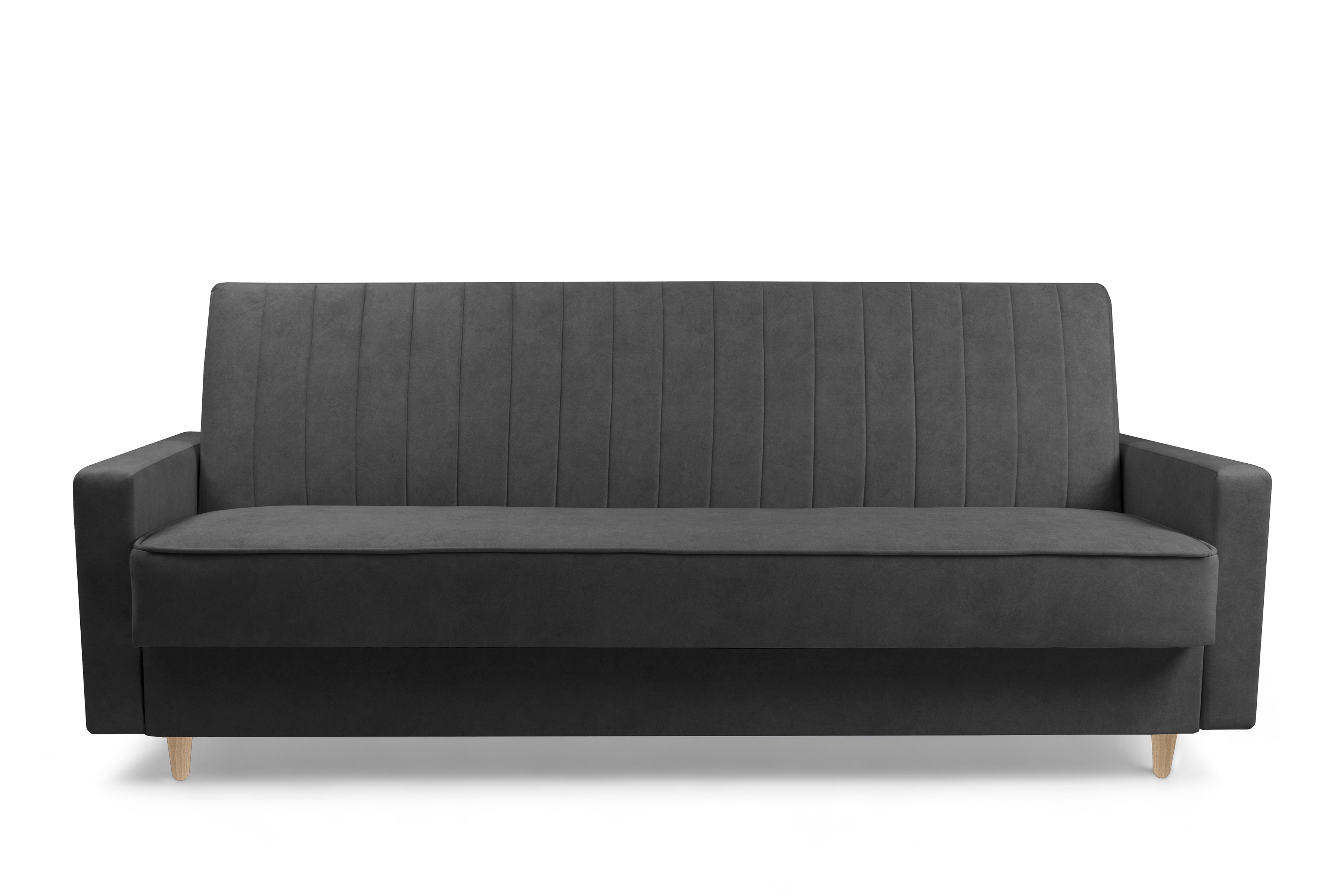 Rozkladacia pohovka Wars – tmavosivý zamat Kronos 34 / bukové nožičky Pohovka Wars s funkciou spánku - Tmavý šedý velúr Kronos 34 / buk 