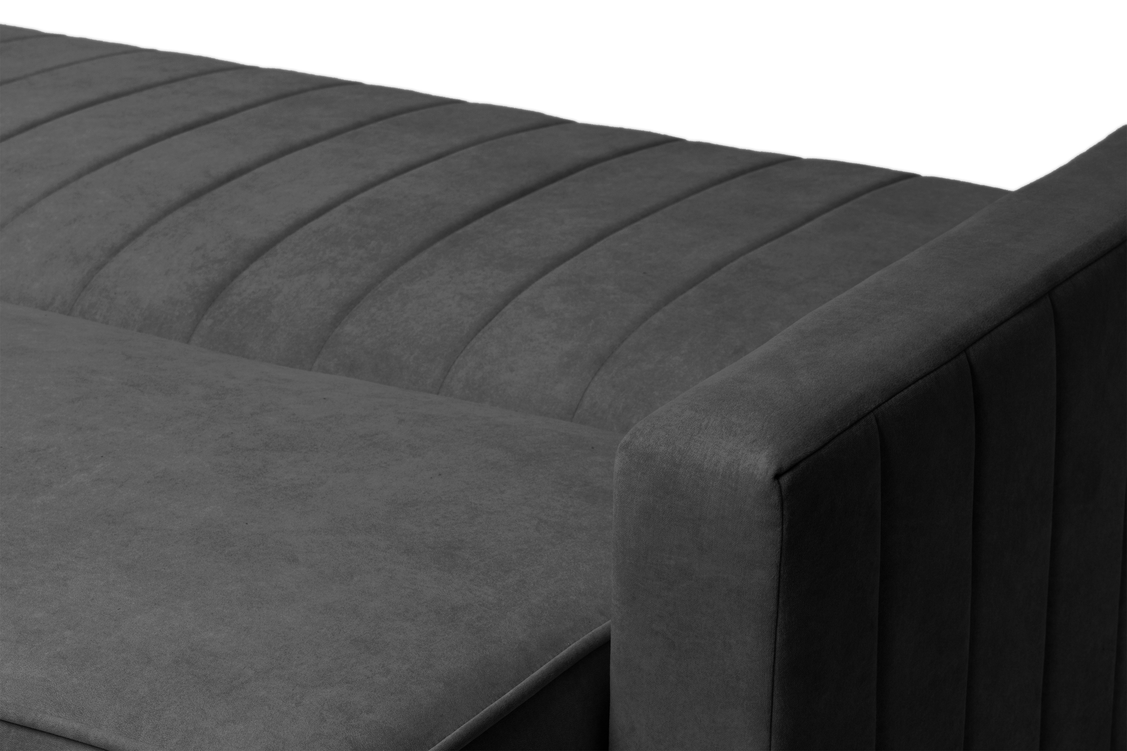 Rozkladacia pohovka Wars – tmavosivý zamat Kronos 34 / bukové nožičky Pohovka Wars s funkciou spánku - Tmavý šedý velúr Kronos 34 / buk 