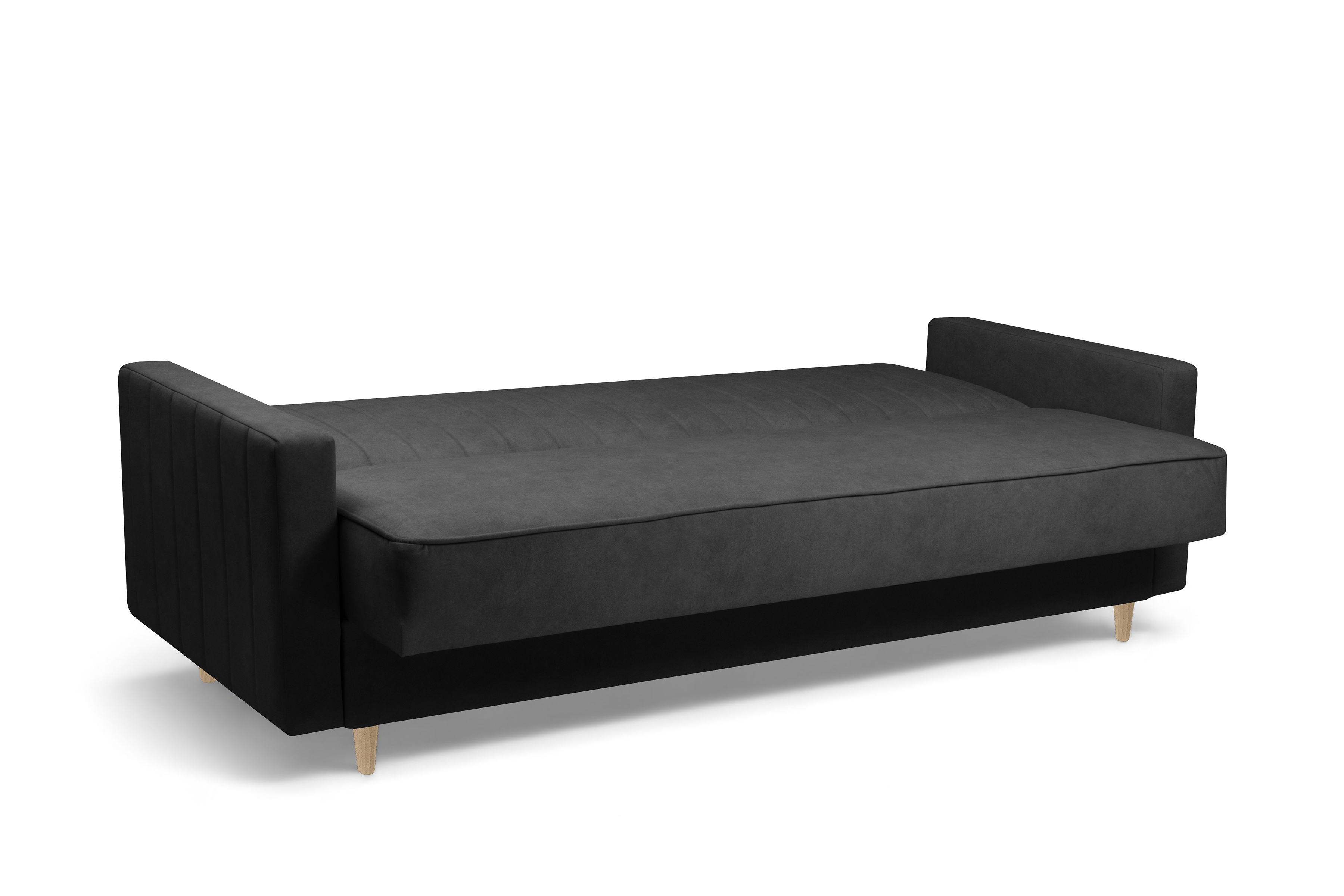 Rozkladacia pohovka Wars – tmavosivý zamat Kronos 34 / bukové nožičky Pohovka Wars s funkciou spánku - Tmavý šedý velúr Kronos 34 / buk 