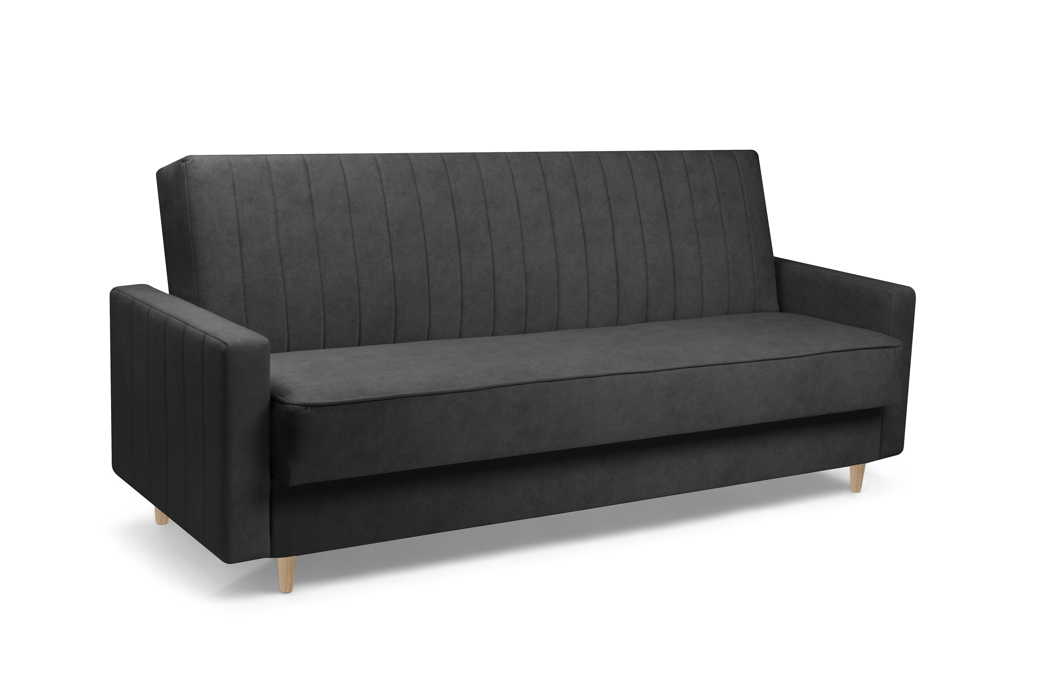 Rozkladacia pohovka Wars – tmavosivý zamat Kronos 34 / bukové nožičky Pohovka Wars s funkciou spánku - Tmavý šedý velúr Kronos 34 / buk 