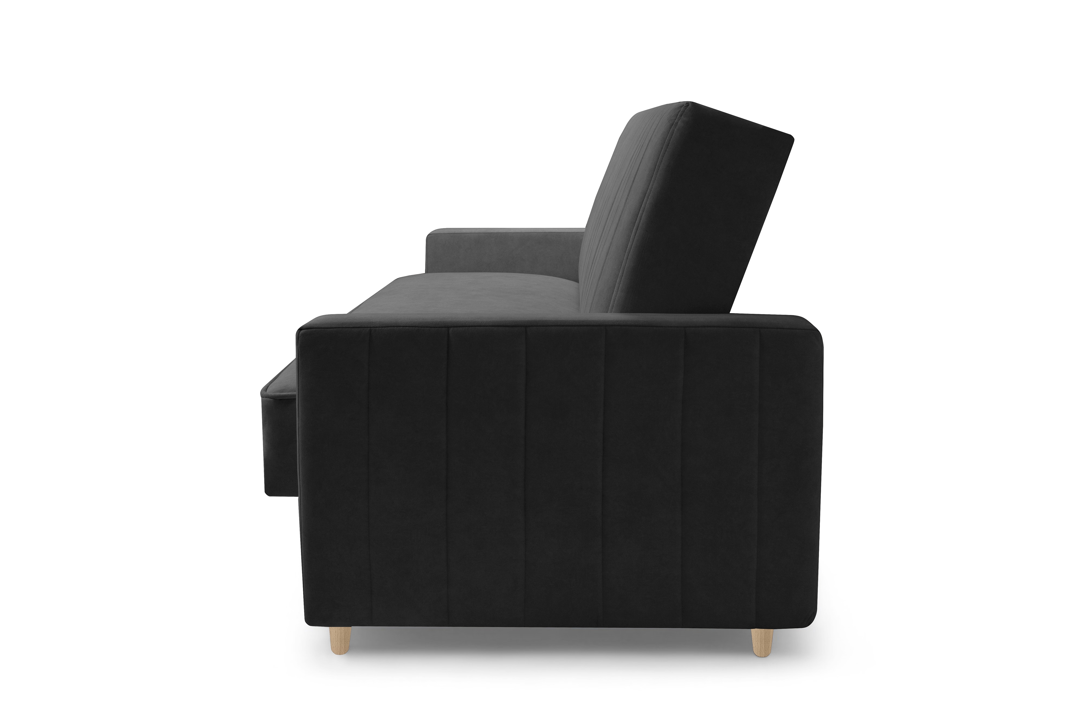 Rozkladacia pohovka Wars – tmavosivý zamat Kronos 34 / bukové nožičky Pohovka Wars s funkciou spánku - Tmavý šedý velúr Kronos 34 / buk 