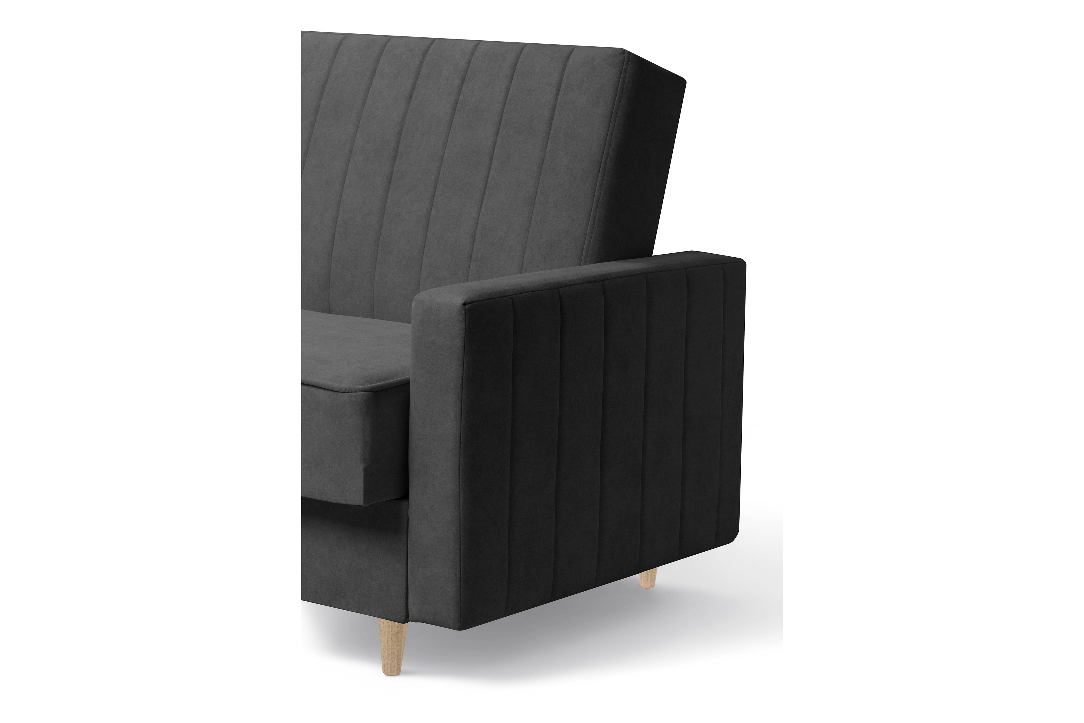 Rozkladacia pohovka Wars – tmavosivý zamat Kronos 34 / bukové nožičky Pohovka Wars s funkciou spánku - Tmavý šedý velúr Kronos 34 / buk 