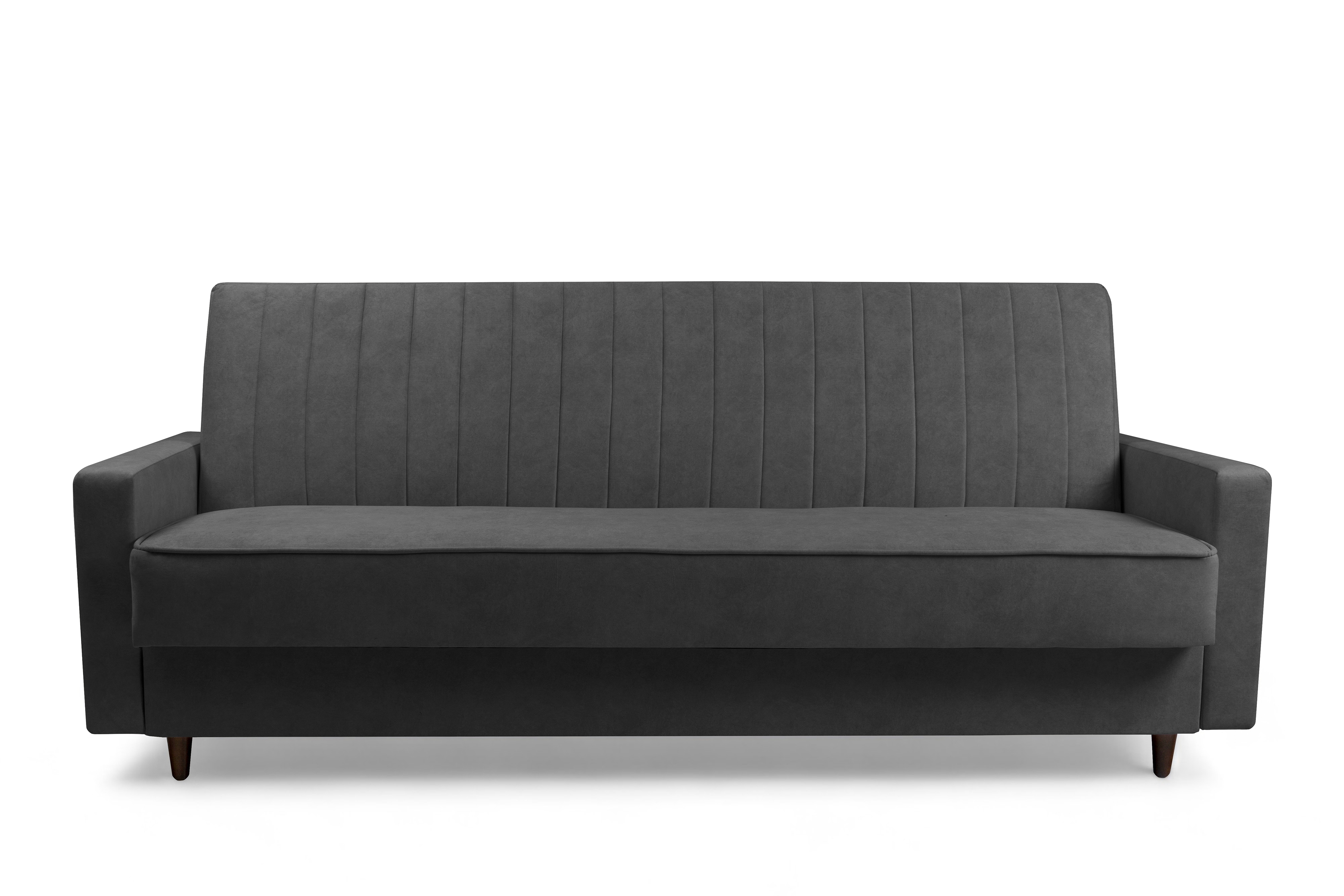 Rozkládací pohovka Wars - tmavě šedý samet Kronos 34 / nožky wenge Pohovka Wars rozkládací - tmavě šedá samet Kronos 34 / wenge