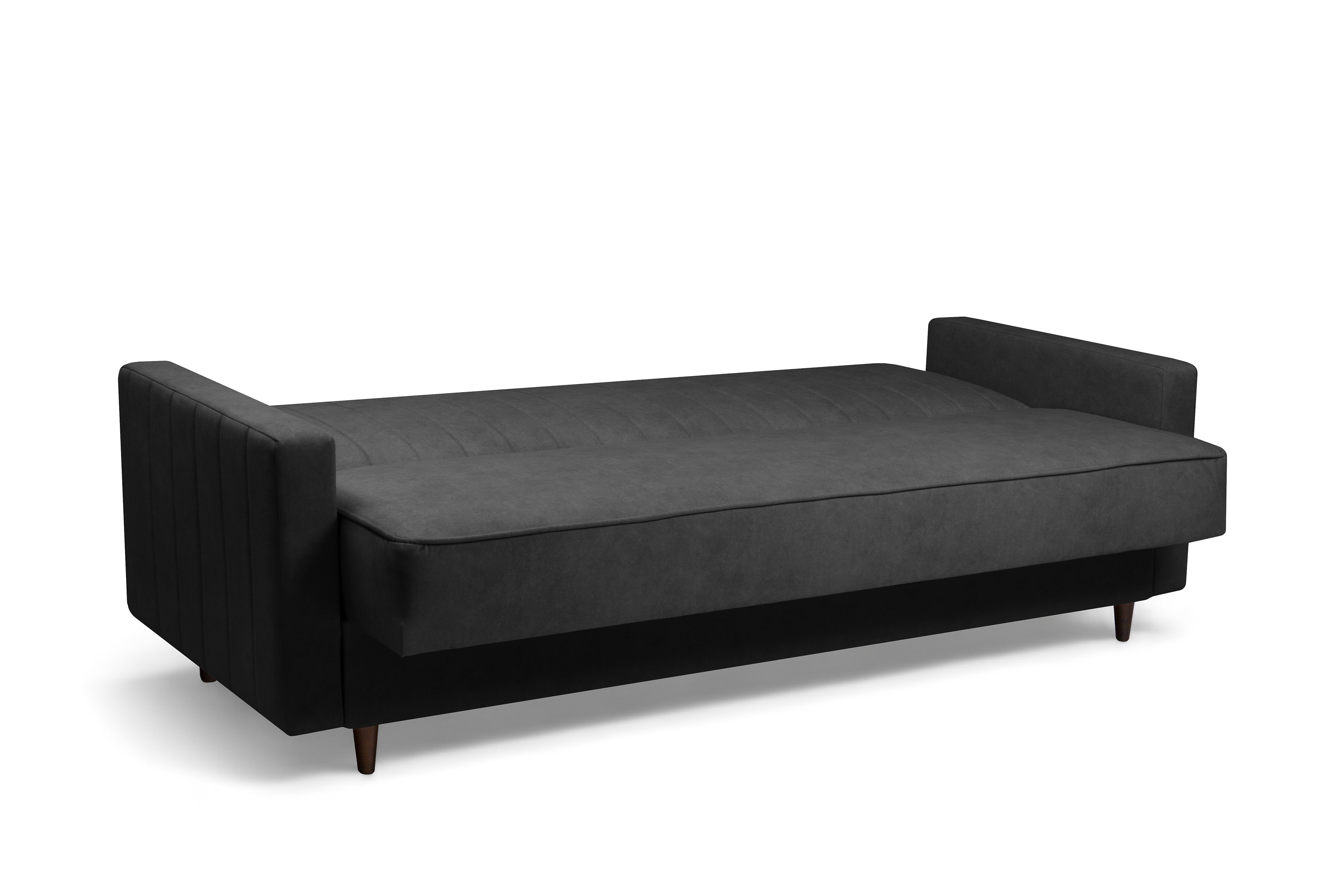 Rozkládací pohovka Wars - tmavě šedý samet Kronos 34 / nožky wenge Pohovka Wars rozkládací - tmavě šedá samet Kronos 34 / wenge