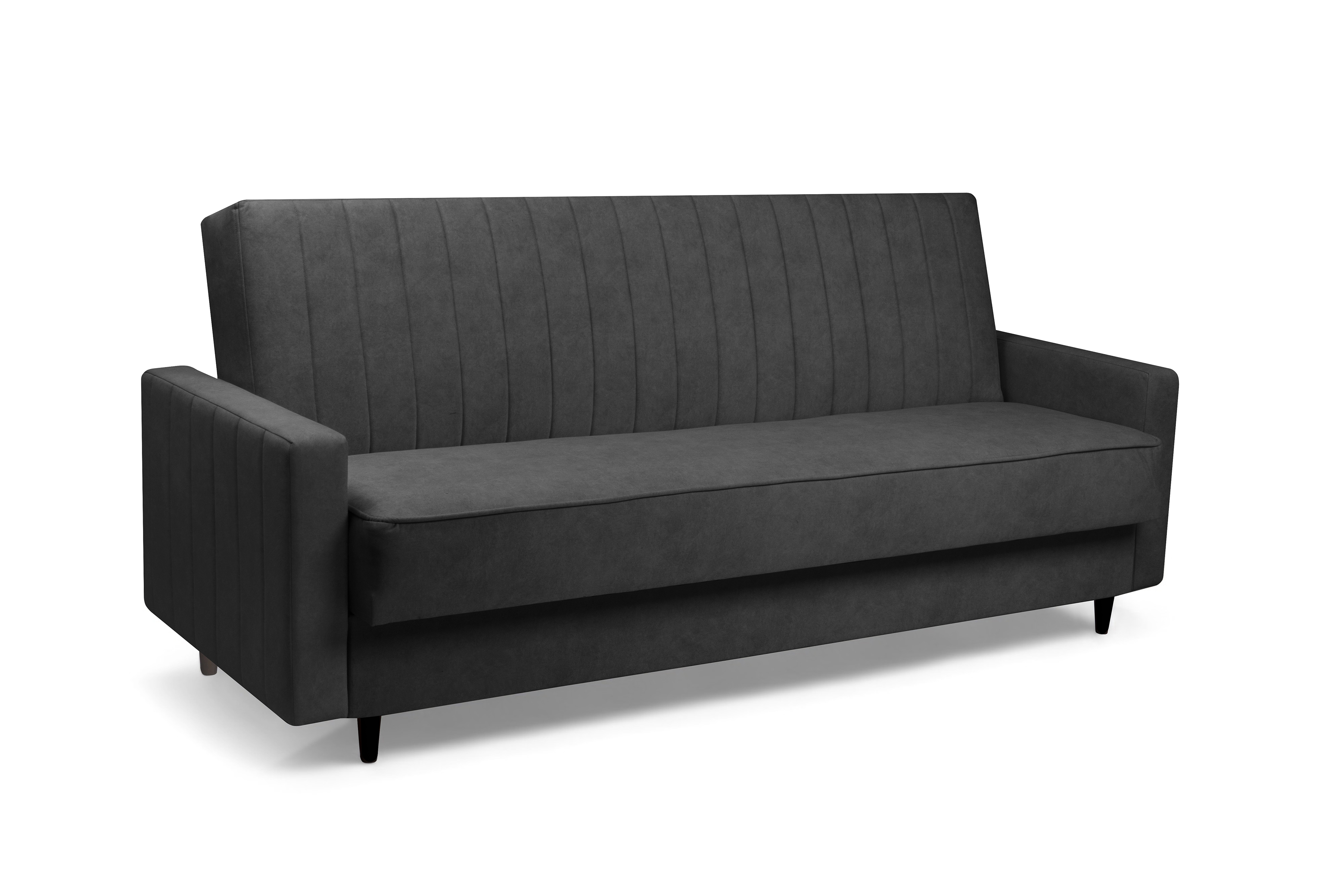 Rozkládací pohovka Wars - tmavě šedý samet Kronos 34 / nožky wenge Pohovka Wars rozkládací - tmavě šedá samet Kronos 34 / wenge