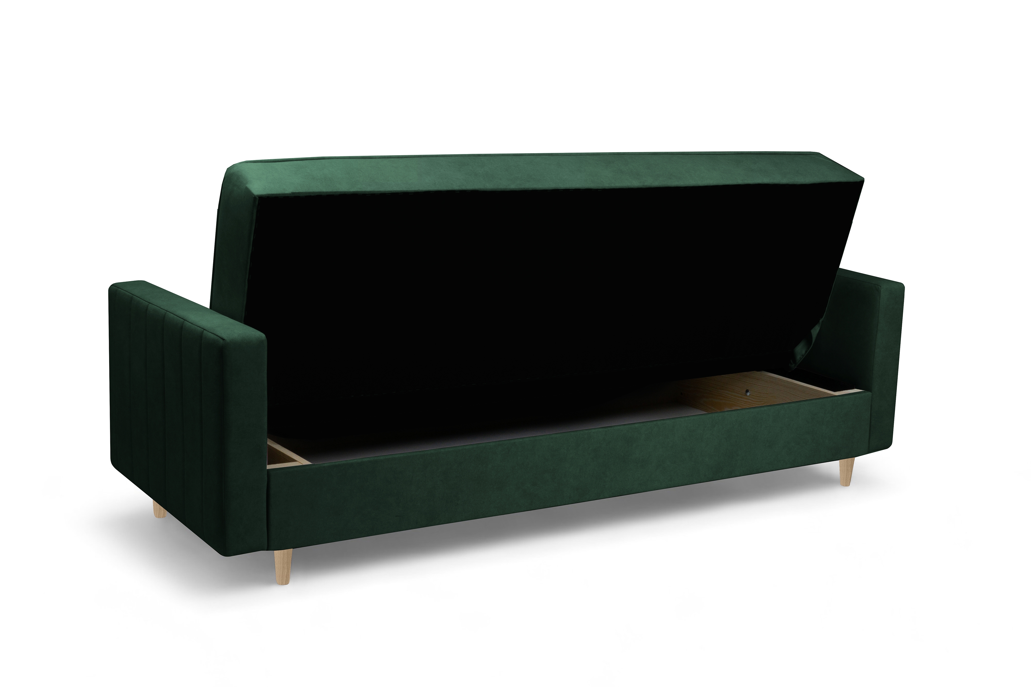 Rozkládací pohovka Wars - zelený samet Kronos 14 / nožky buk Pohovka Wars rozkládací - zelená samet Kronos 14 / buk 