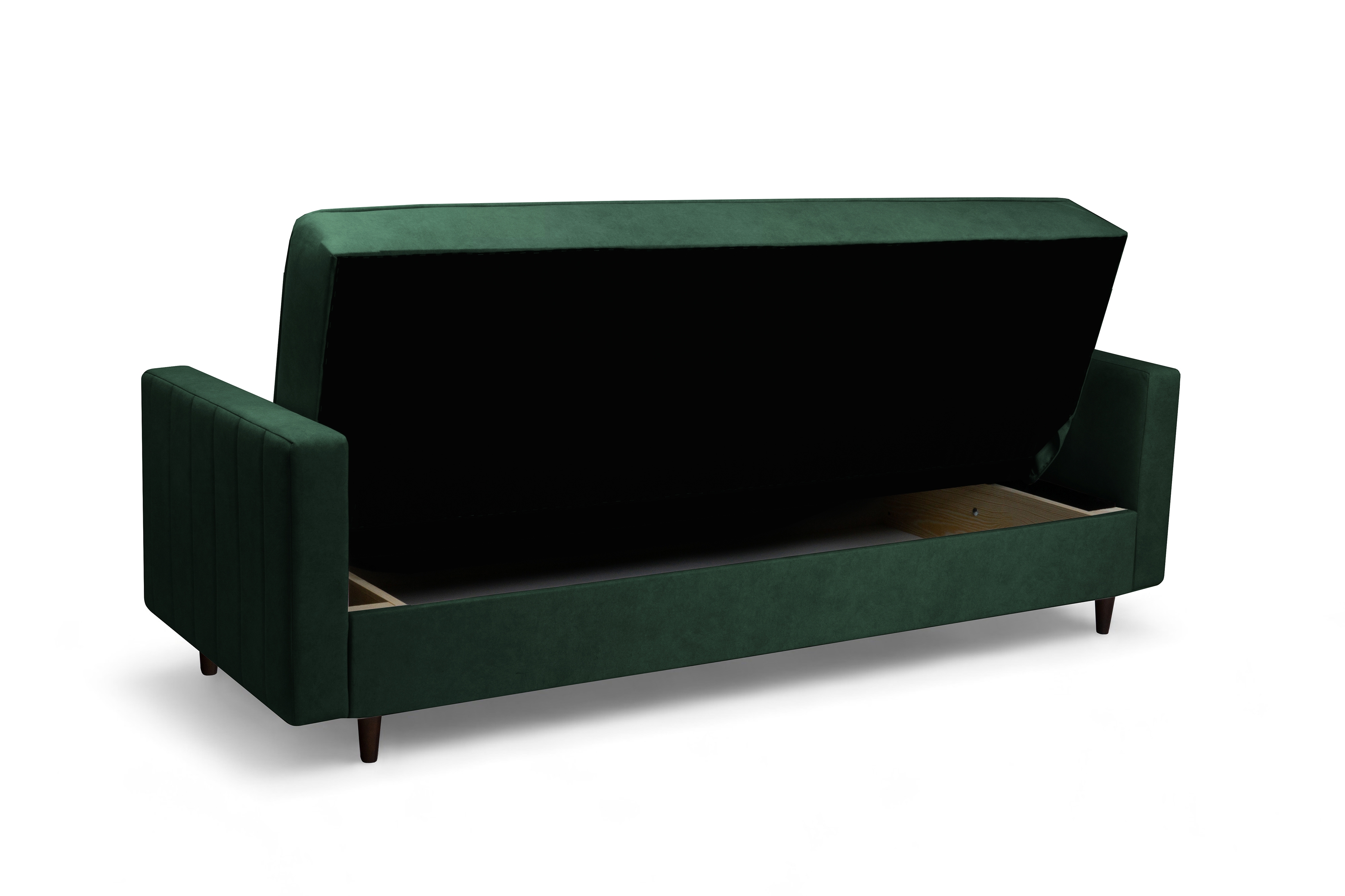 Rozkladacia pohovka Wars – zelený zamat Kronos 14 / nožičky wenge Pohovka Wars s funkciou spánku - Zelený velúr Kronos 14 / Venge