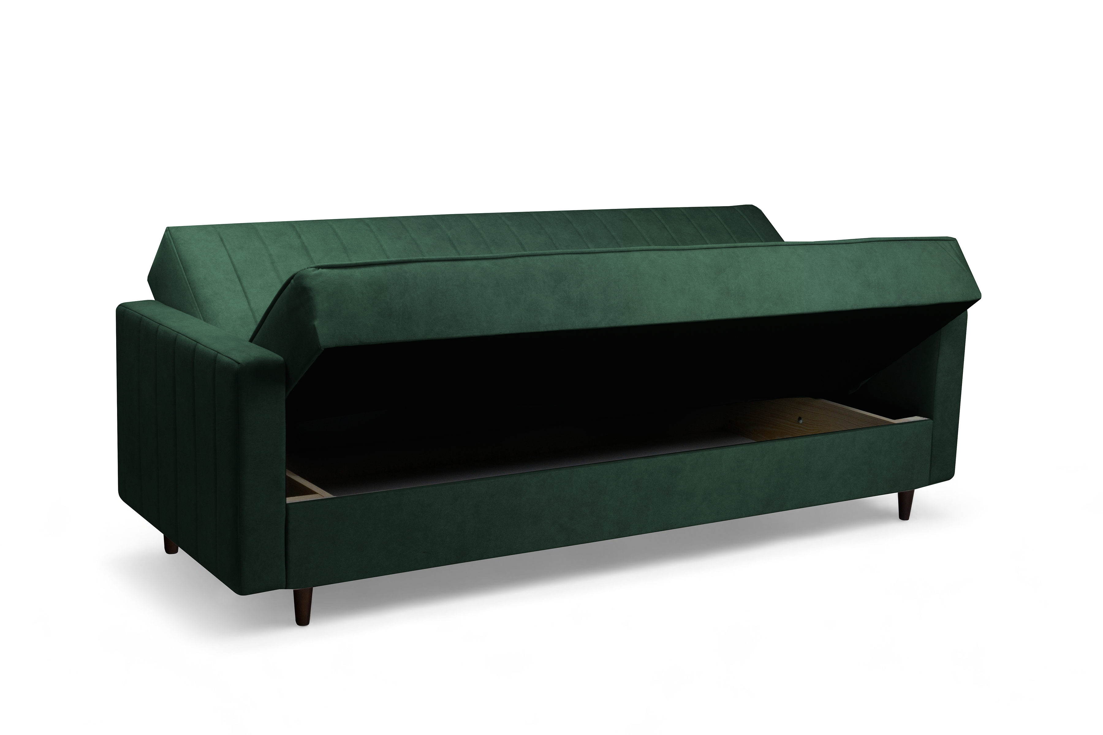 Rozkladacia pohovka Wars – zelený zamat Kronos 14 / nožičky wenge Pohovka Wars s funkciou spánku - Zelený velúr Kronos 14 / Venge