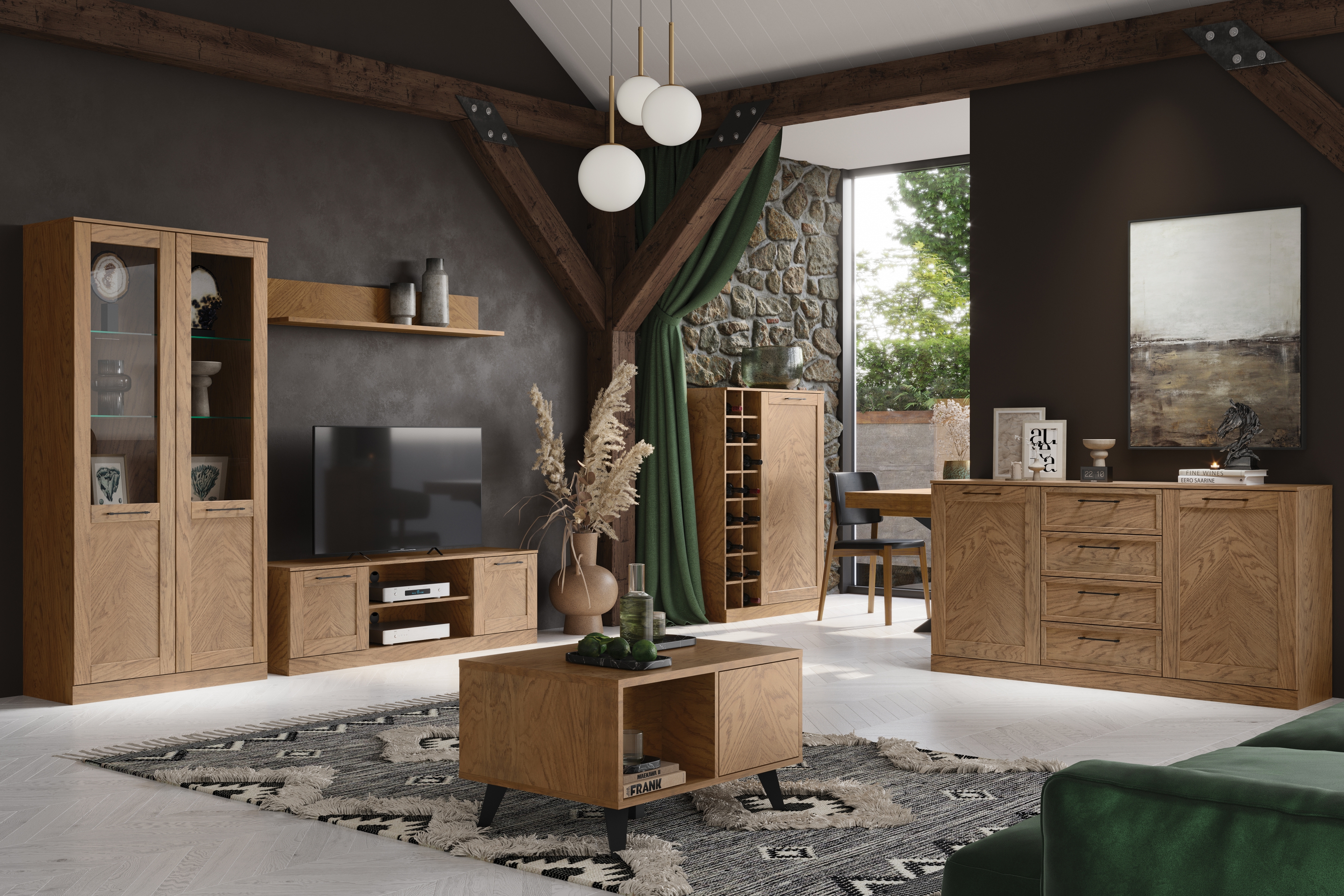 Vitrína Cozy 10 s osvetlením 65 cm - Dub rustical Vitrína Cozy 10 s osvetlením 65 cm - Dub rustical 