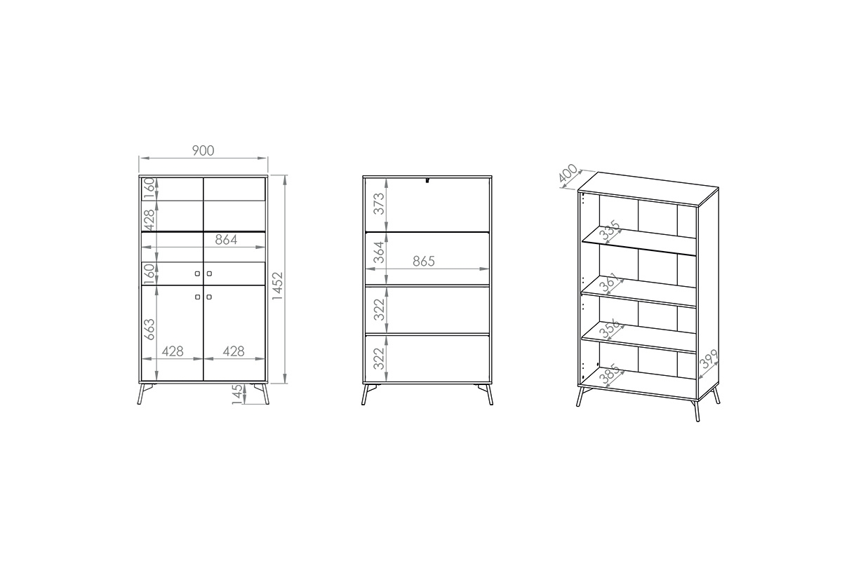 Vitrína Verlin 03 s osvetlením LED 90 cm - Dub castello / Čierny Vitrína s osvetlením