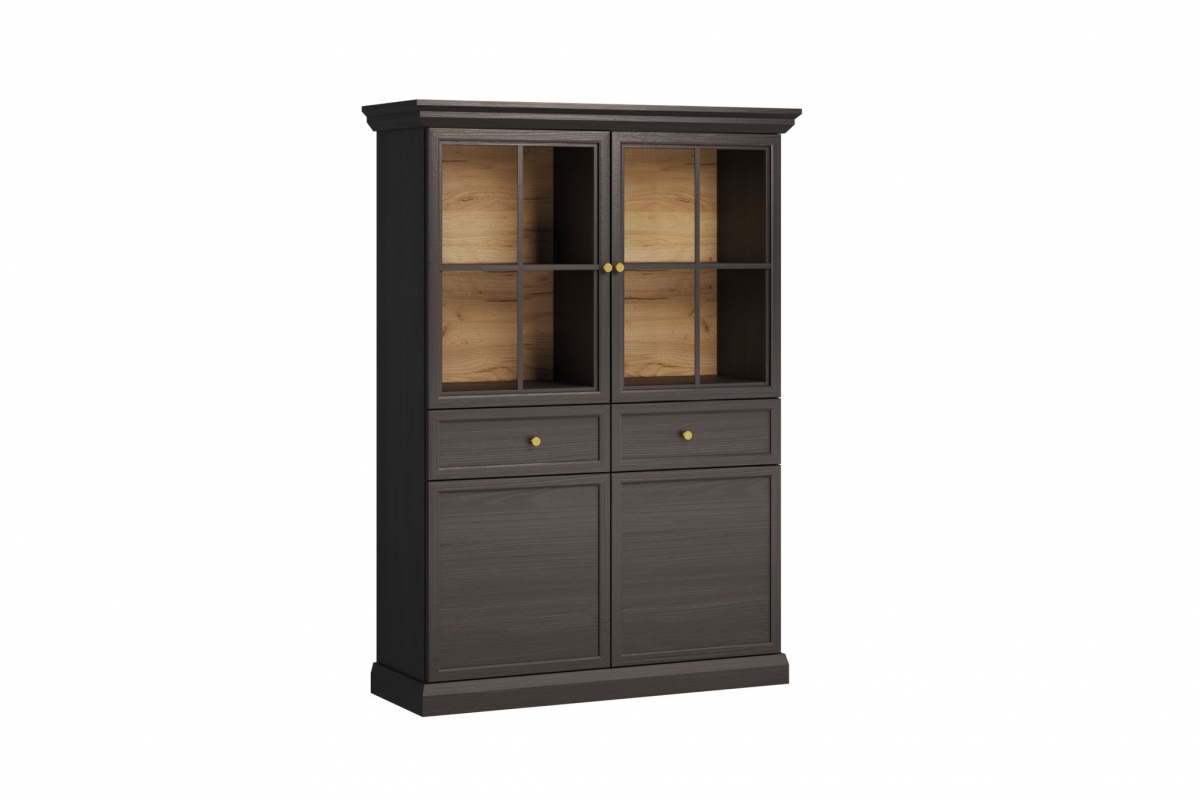 Vitrína Emolio 118 cm s osvětlením LED - grafit Vitrína čtyřdveřová Lucca s osvětlením LED 118 cm - grafit