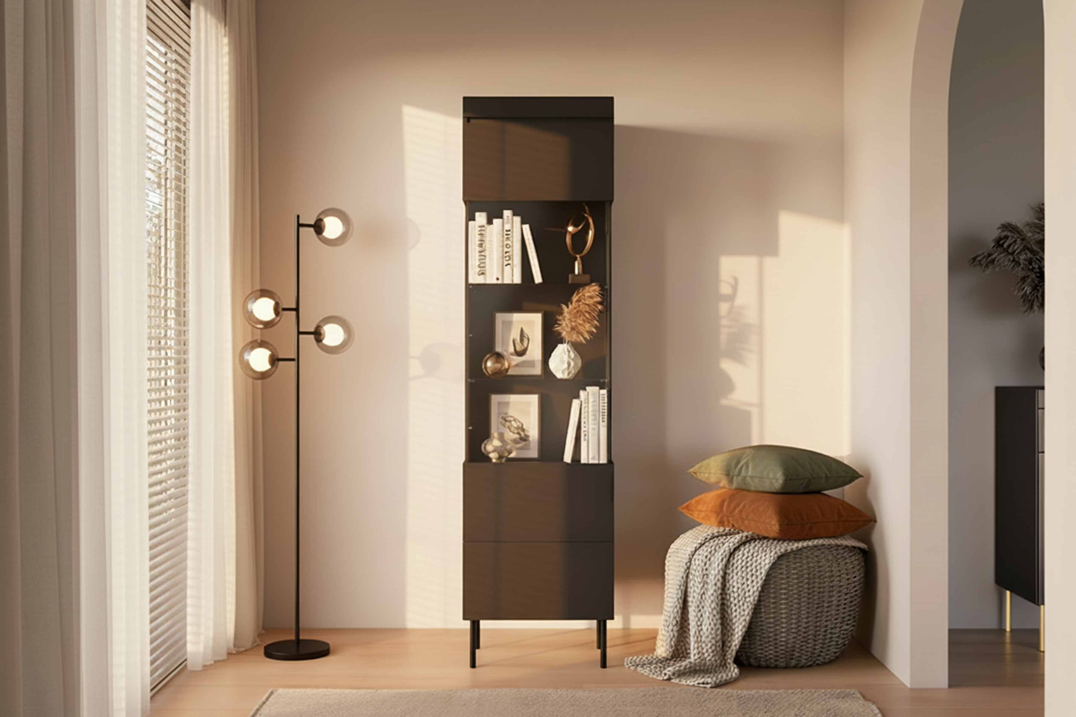 Vitrína Sentia 1D - čierna / čierna  Vitrína do obývacej izby Sentia 1D - Čierny / Čierny 