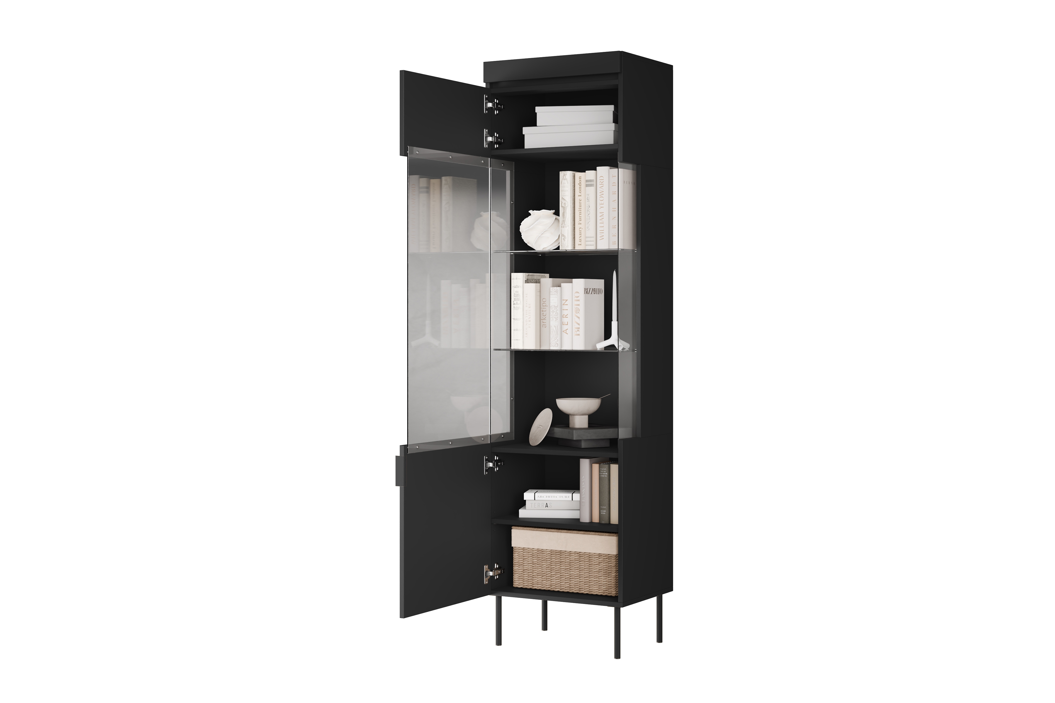 Vitrína Sentia 53 cm - černá / černá Vitrína pro obývacího pokoje Sentia 1D - černá mat / černá 