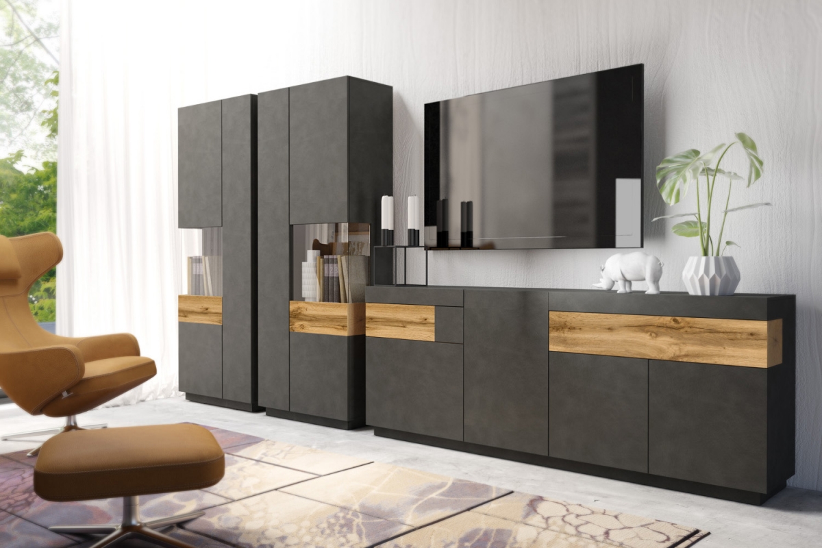 Vitrína dvojdverová ľavá Silke 12 - matera / Dub wotan Vitrína dvojdverová ľavá Silke 12 - matera / Dub wotan